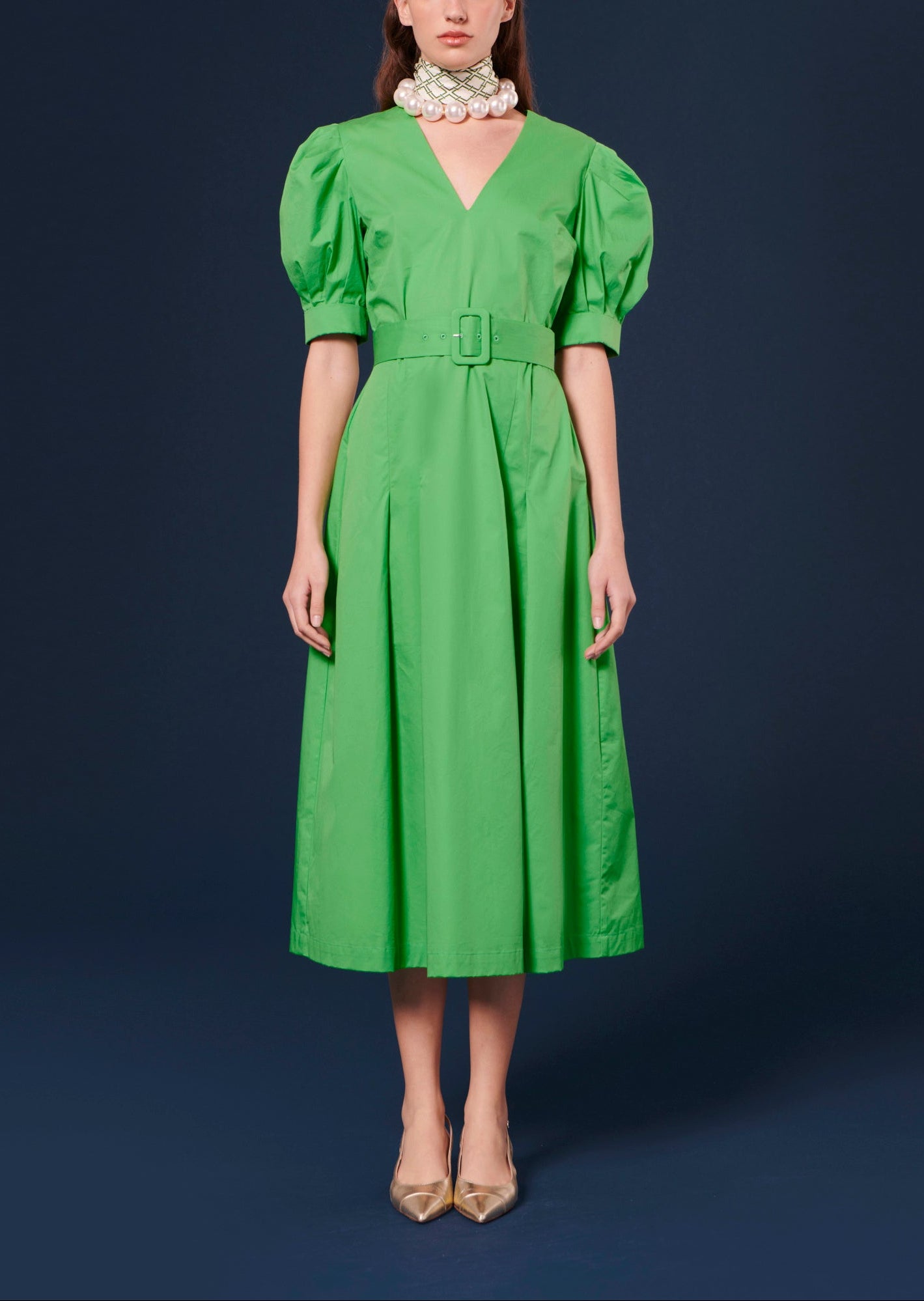 Robe Ranya verte en popeline Faume - seconde main