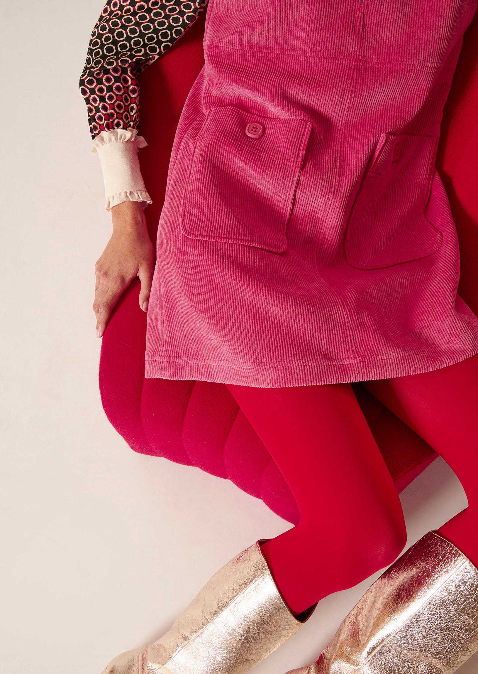 Robe Rutanie rose en velours côtelé Faume - seconde main