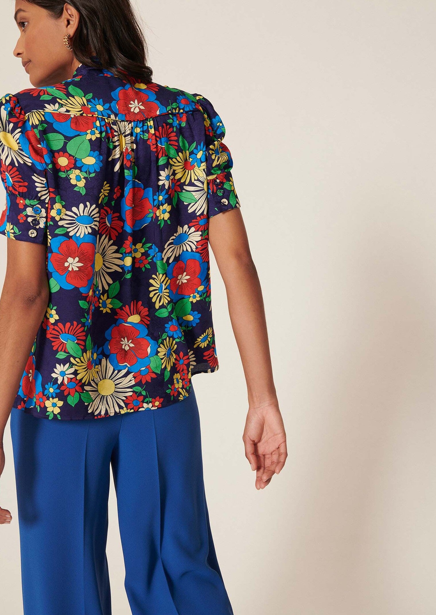 Top Tonia bleu imprimé fleurs Faume - seconde main