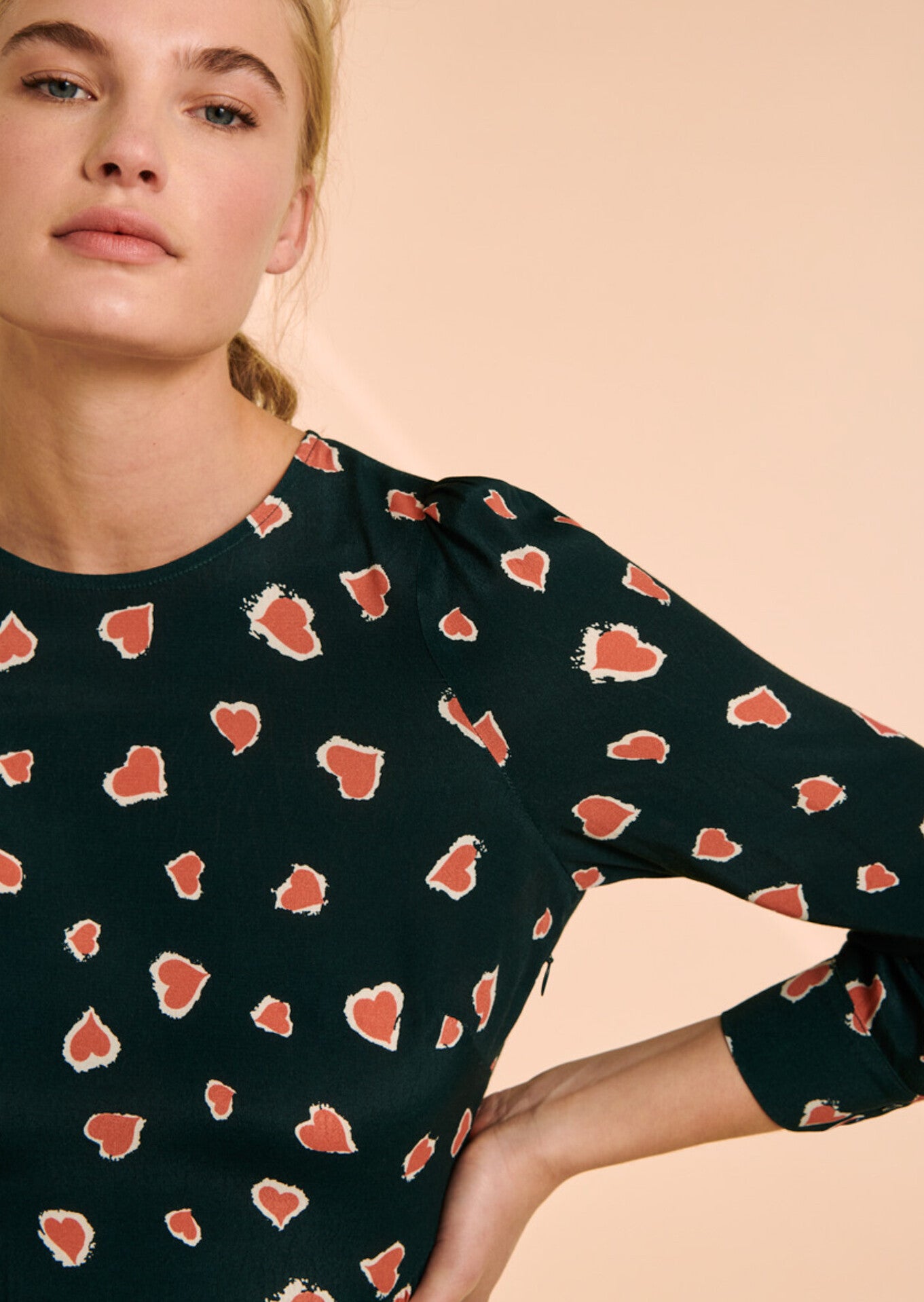 Robe Rubbia verte imprimé coeurs léopard Faume - seconde main