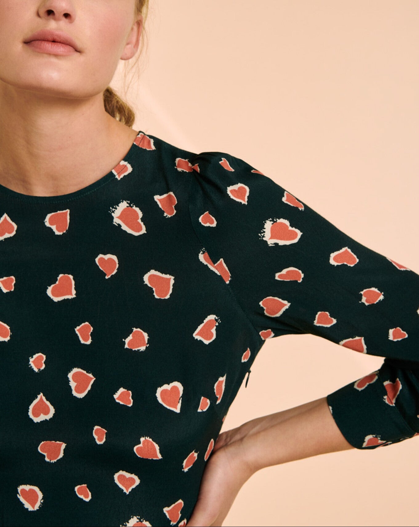 Robe Rubbia verte imprimé coeurs léopard Faume - seconde main