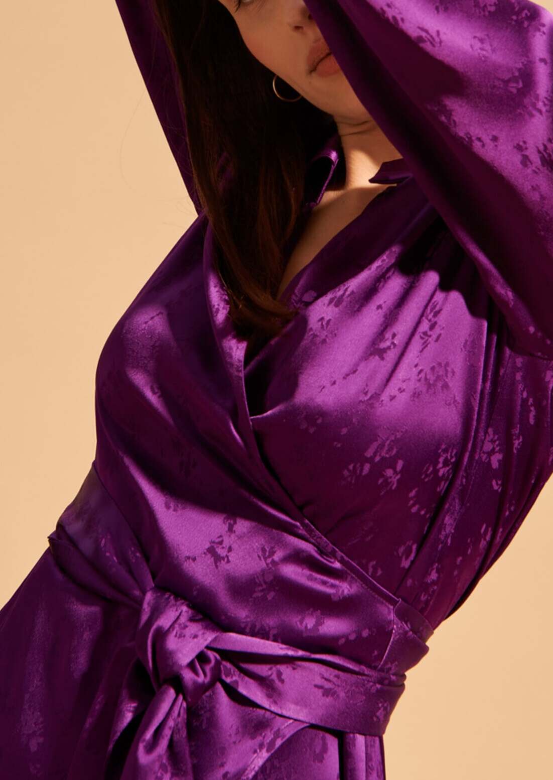 Robe one-shoulder Riona en jacquard fleuri violet Faume - seconde main