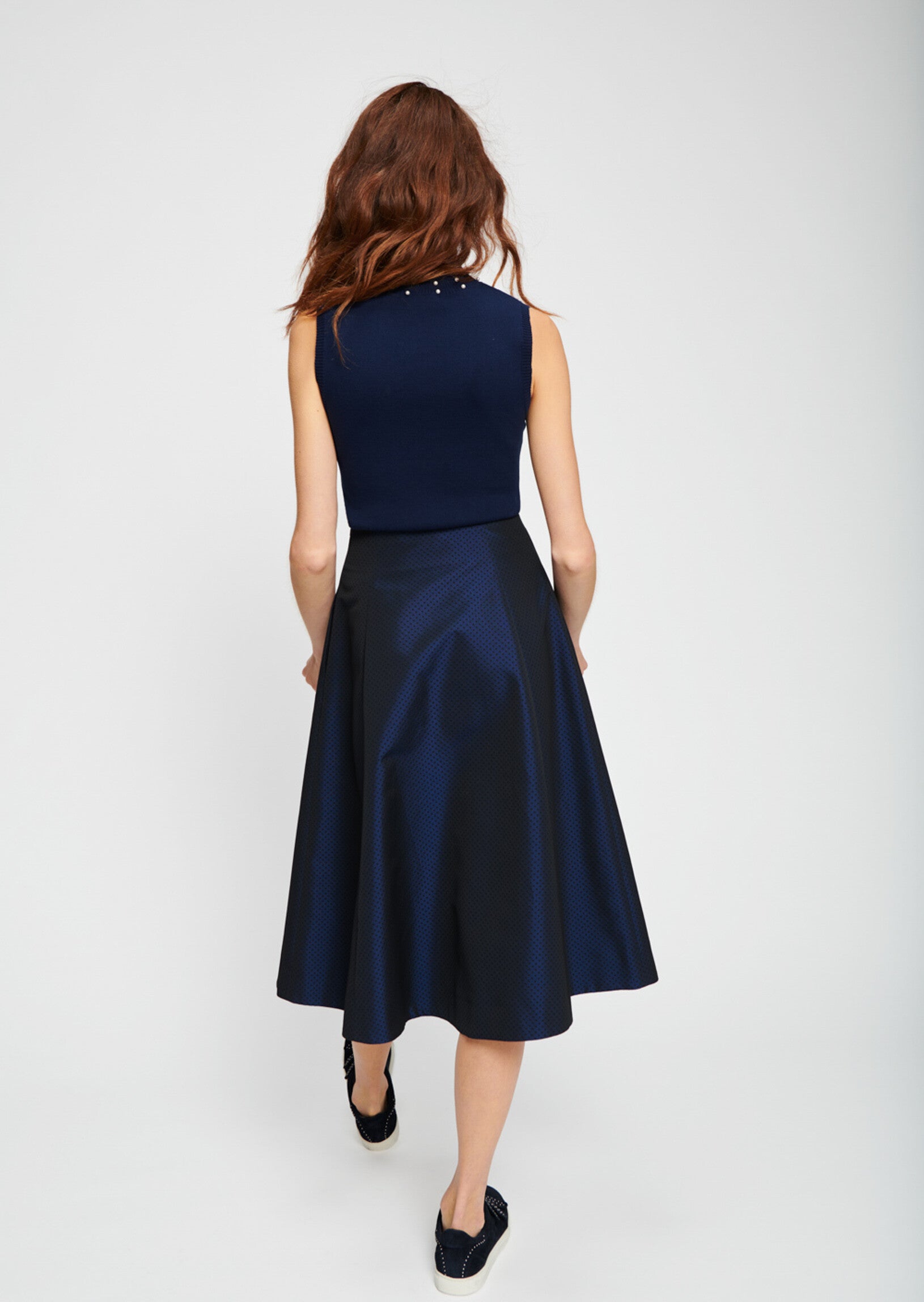 Jupe bleu marine en jacquard Faume - seconde main