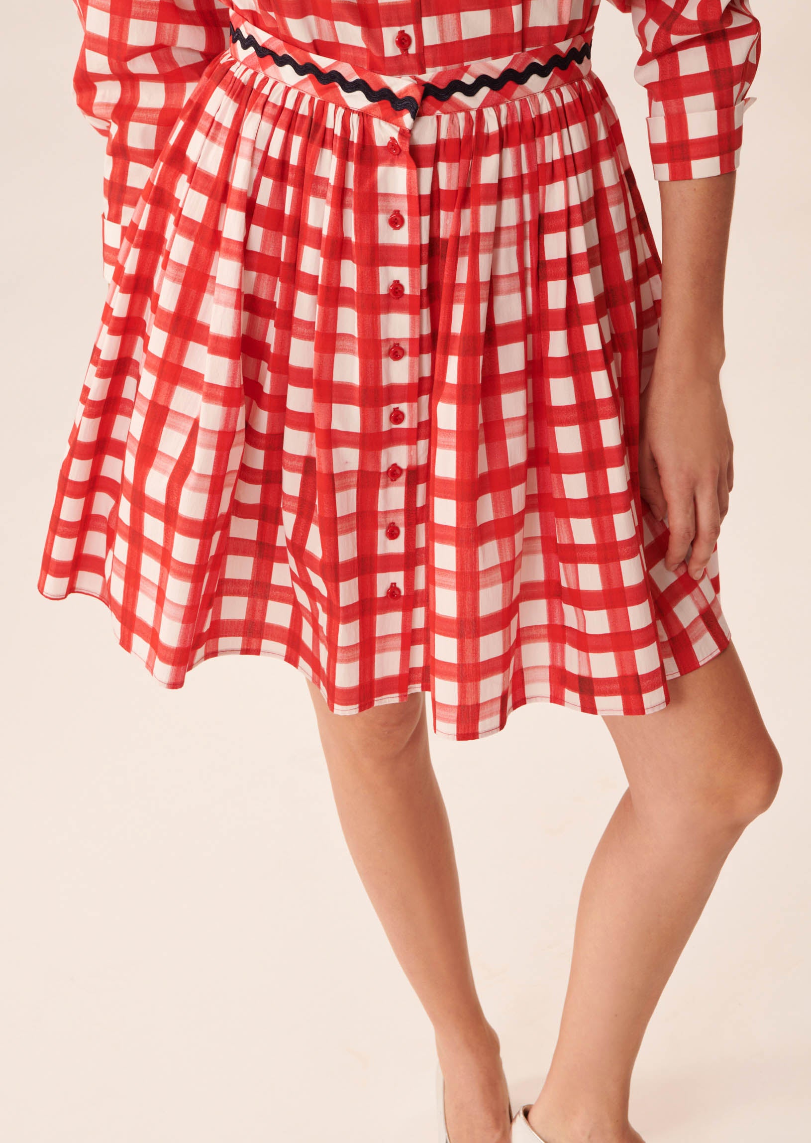 Jupe Joilita vichy rouge en popeline Faume - seconde main