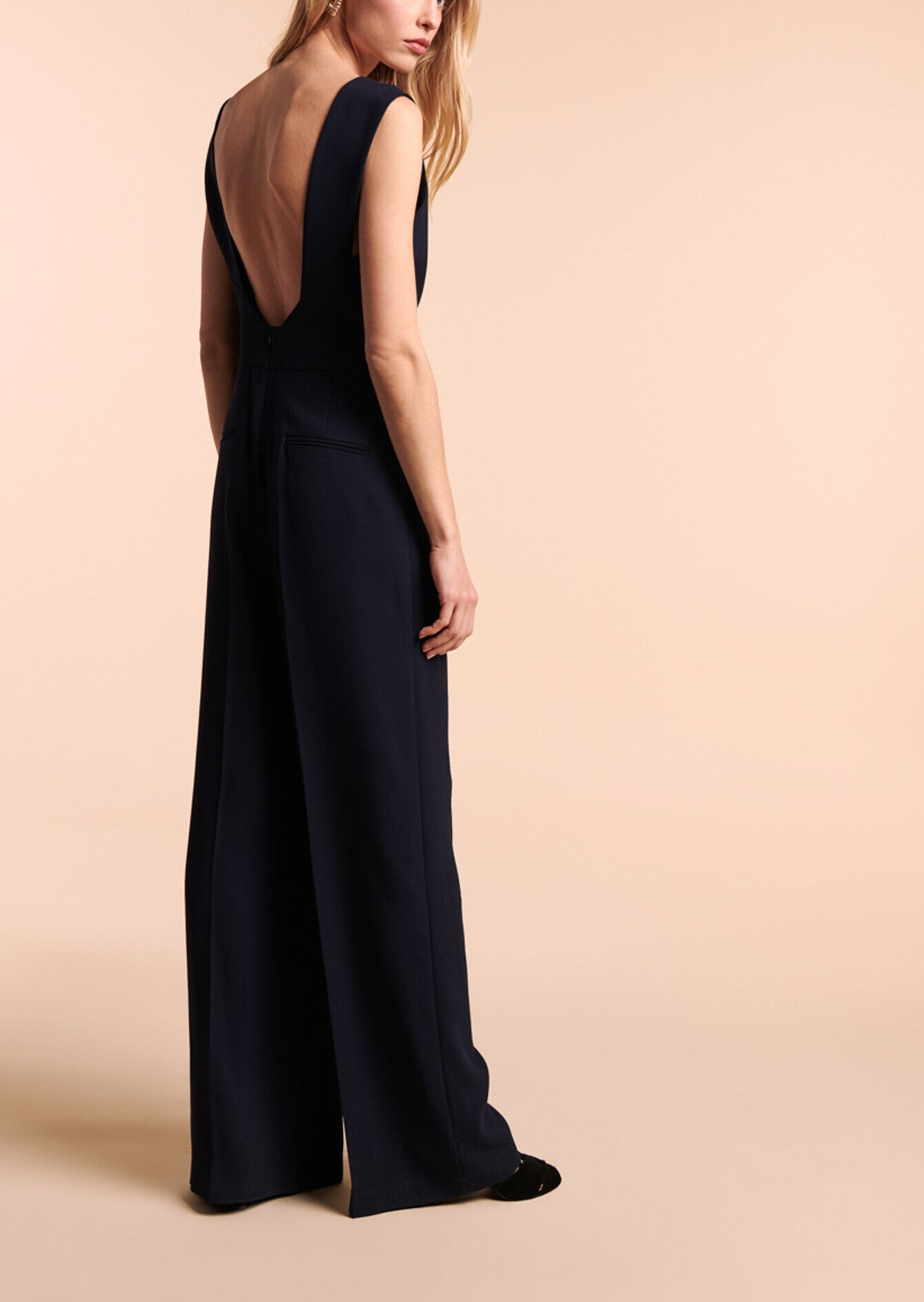 Combinaison Patrizia bleu nuit en crêpe lourd Faume - seconde main