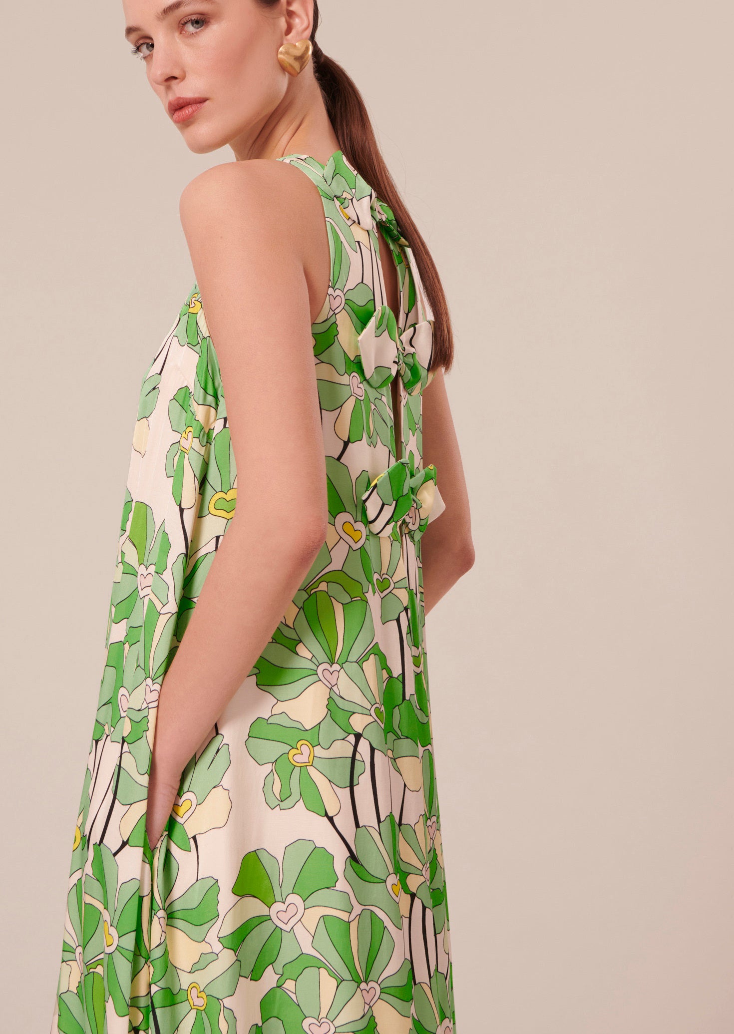 Robe Roxanne verte imprimée à fleurs Faume - seconde main