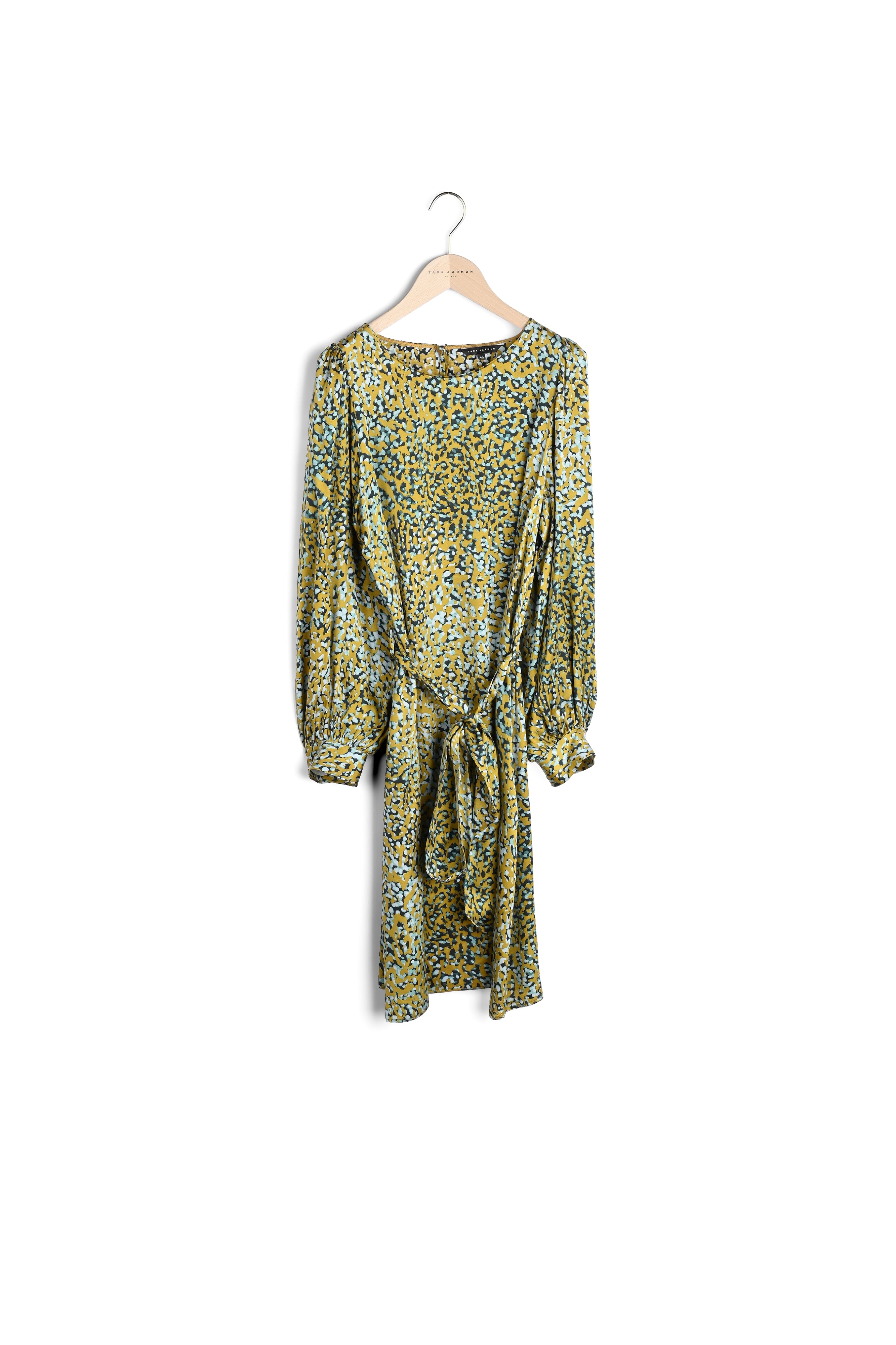 Robe Ribera imprimé aqua gold sur satin viscose Faume - seconde main