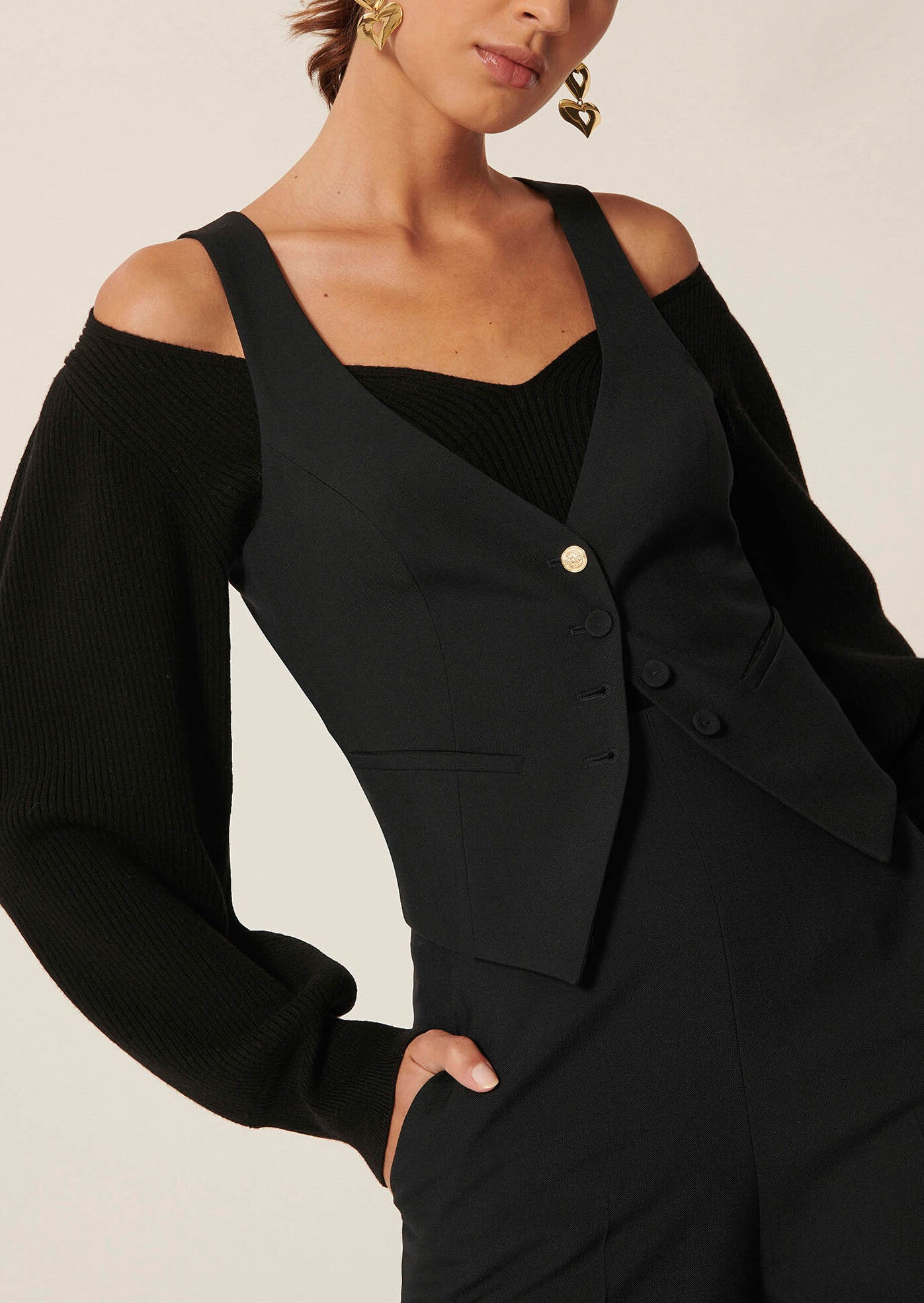 Gilet d'homme Gianna noir en toile tailleur Faume - seconde main