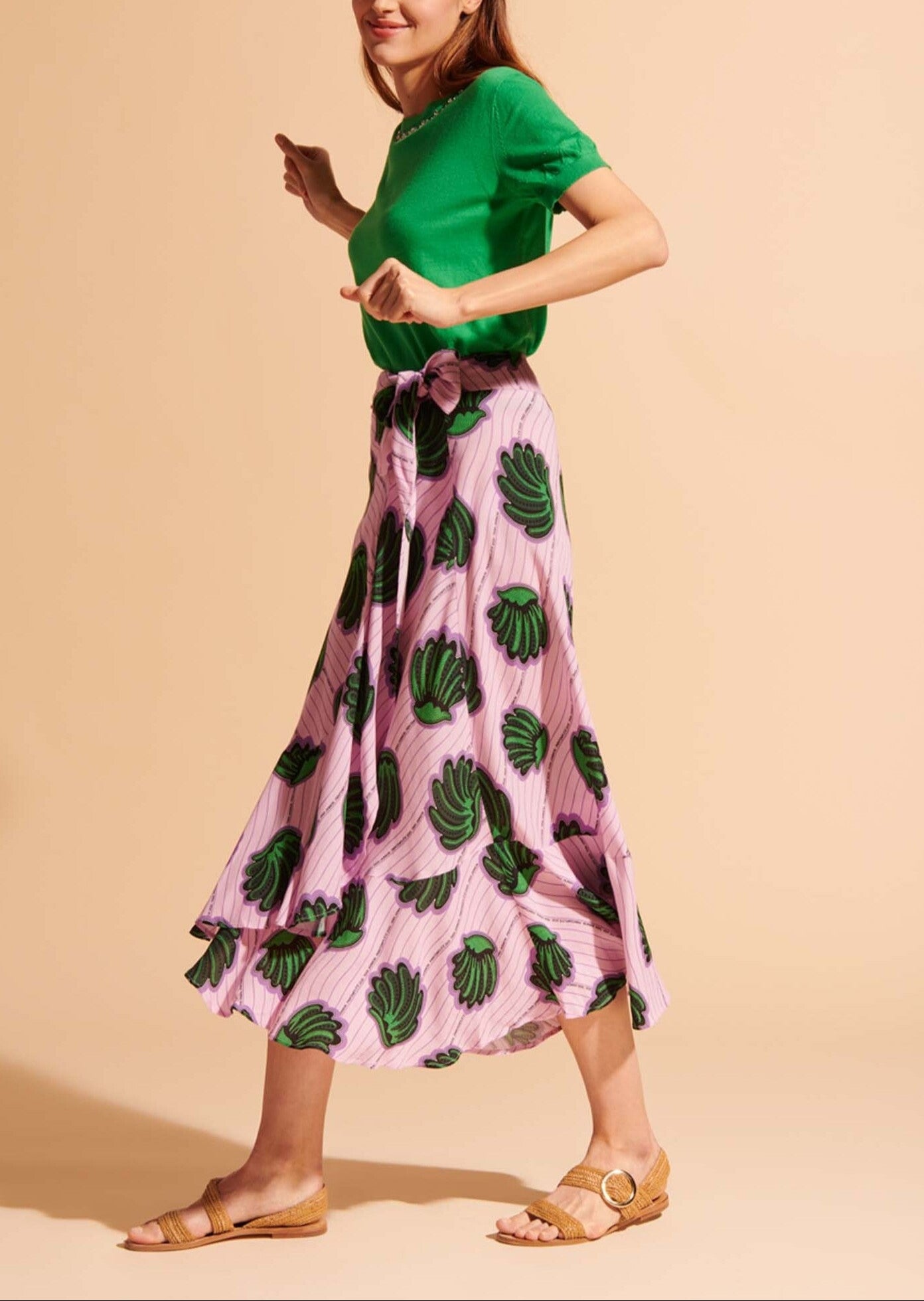 Jupe Jen en viscose parme imprimé de coquillages Faume - seconde main