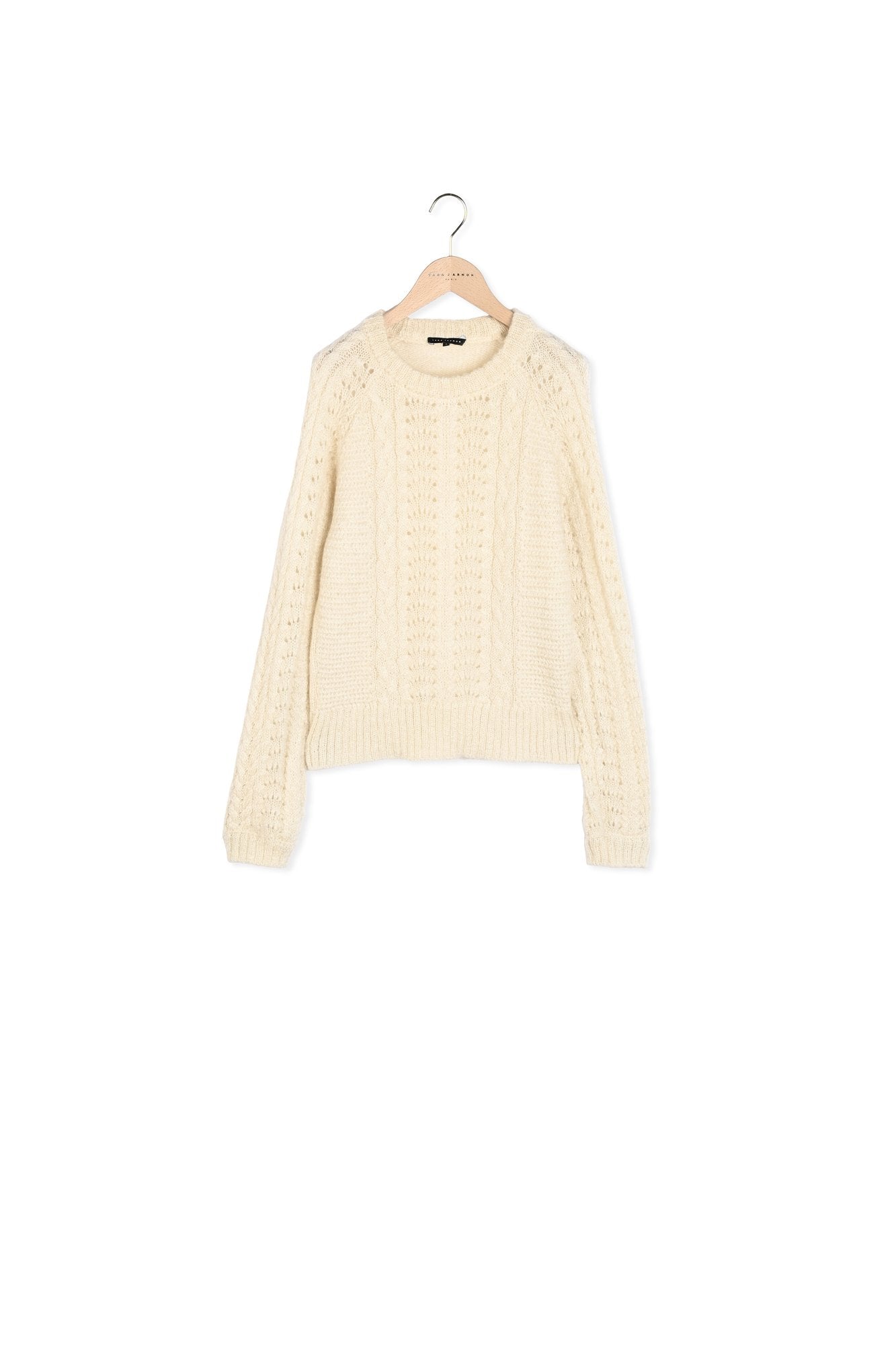 Pull Nayeli en mohair écru à tricotage fantaisie Faume - seconde main