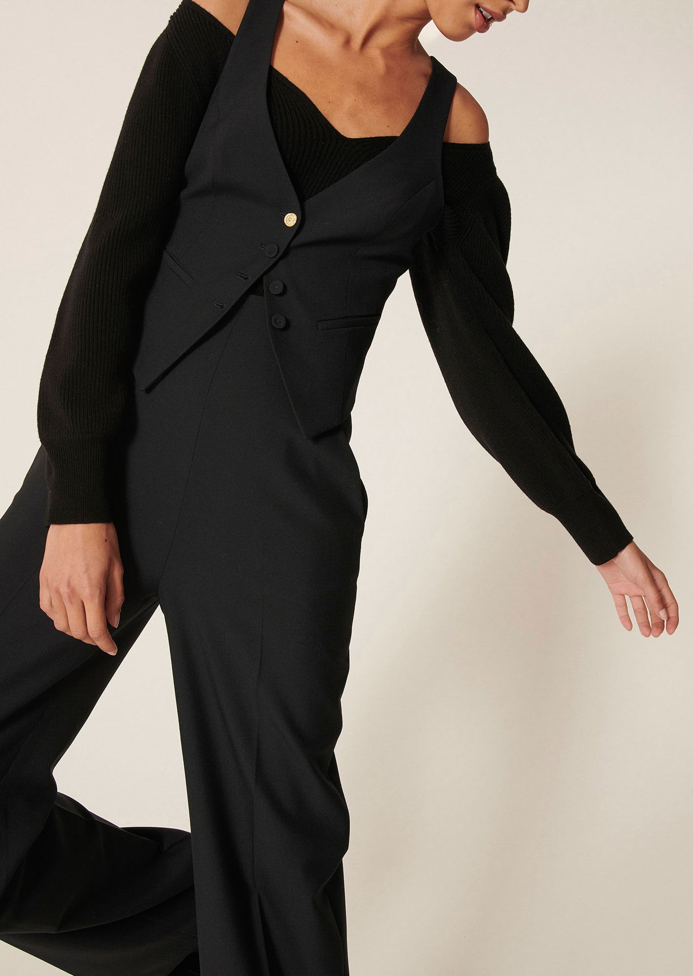 Gilet d'homme Gianna noir en toile tailleur Faume - seconde main