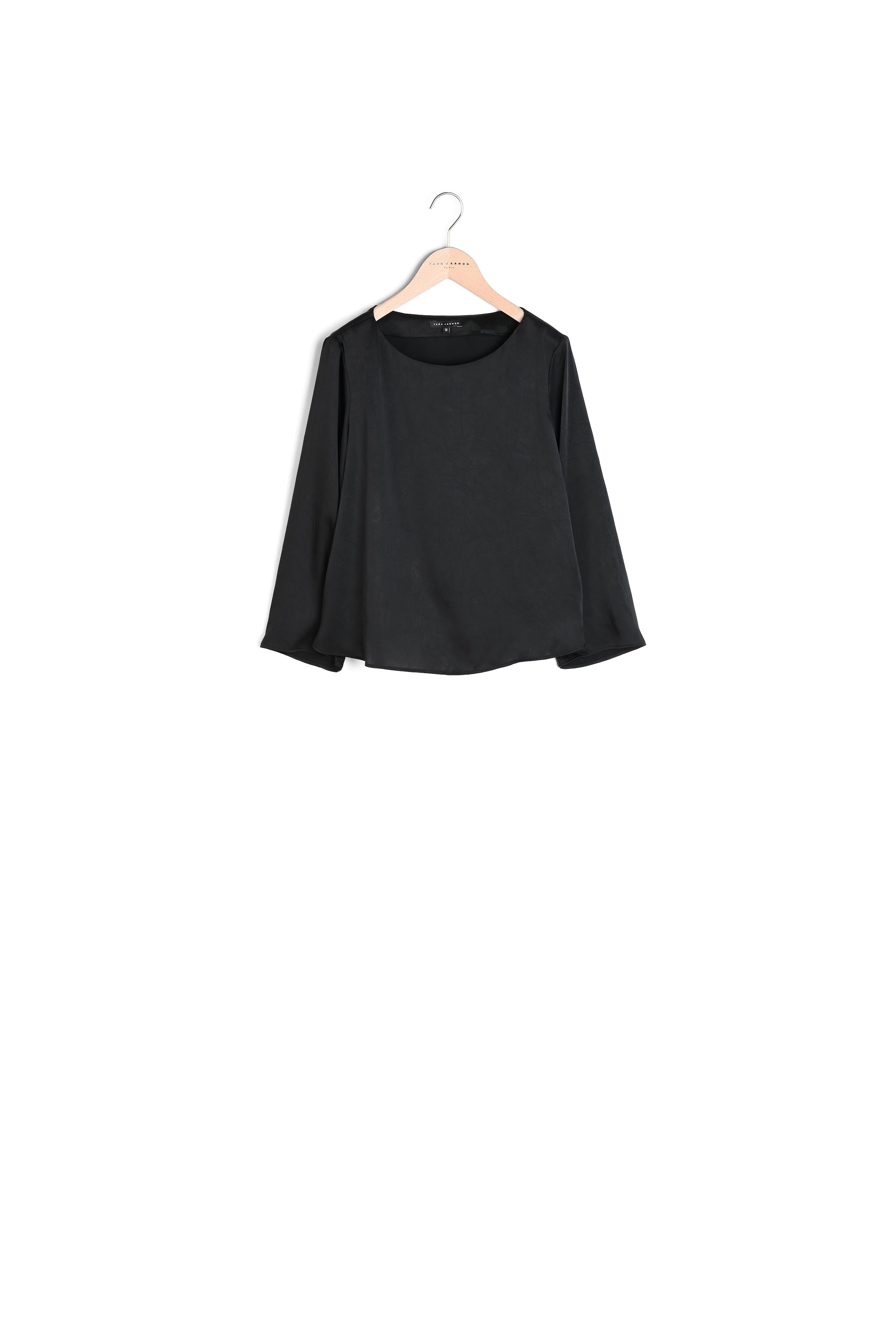 Top Tavi en crinkle satiné noir Faume - seconde main