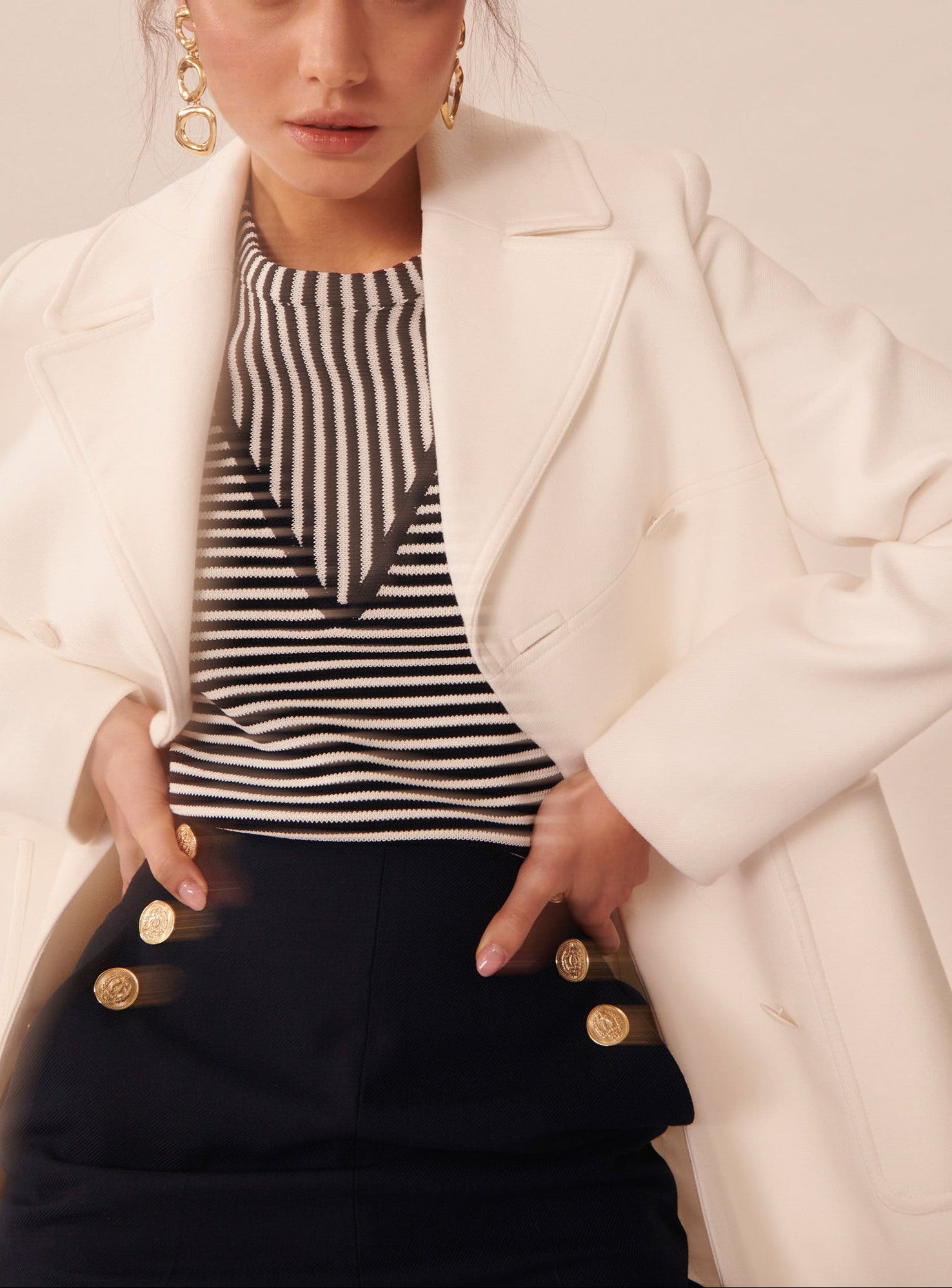 Pull Primo bleu nuit à rayures en maille Faume - seconde main