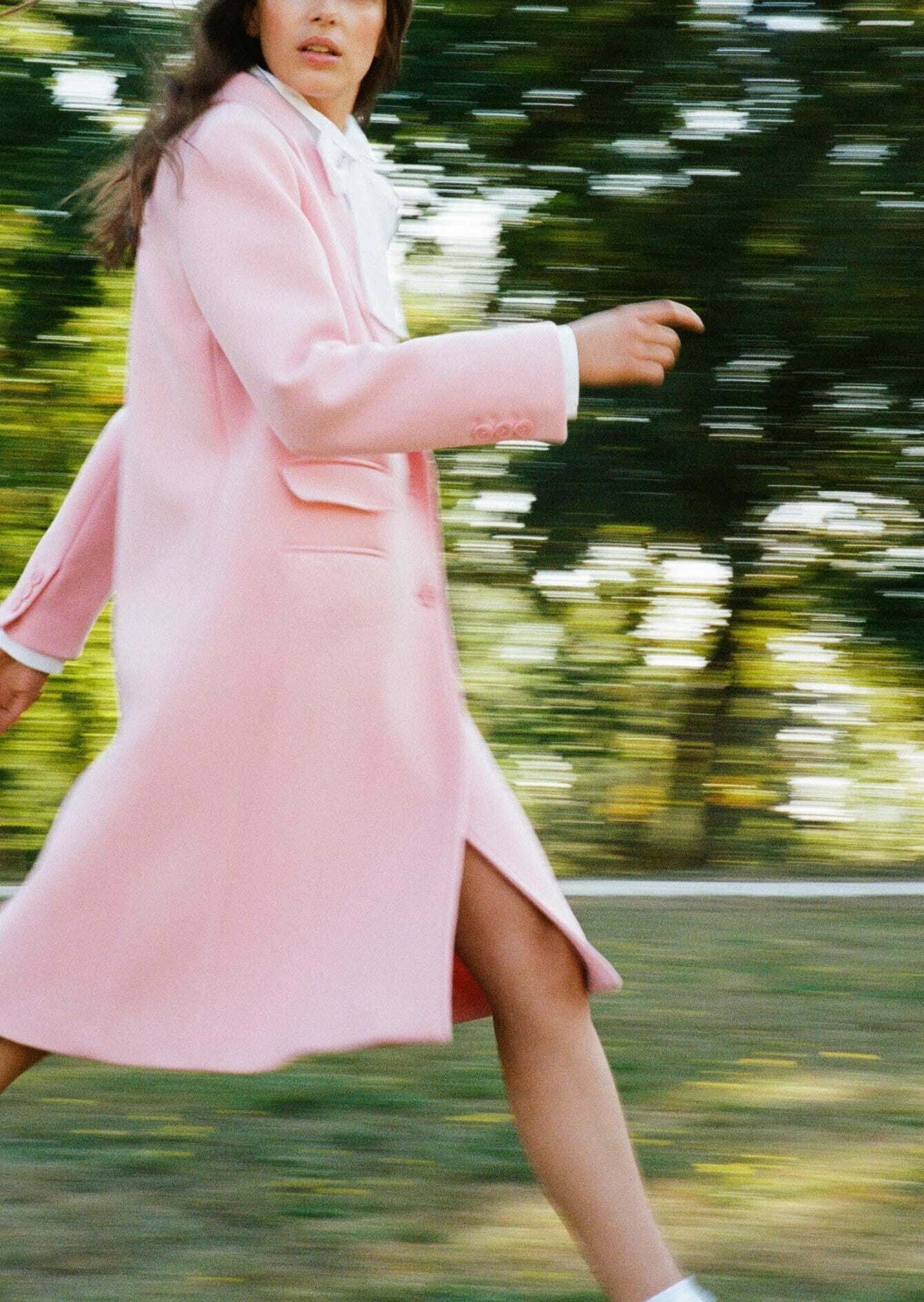 Manteau Mariana rose pâle en drap caban Faume - seconde main