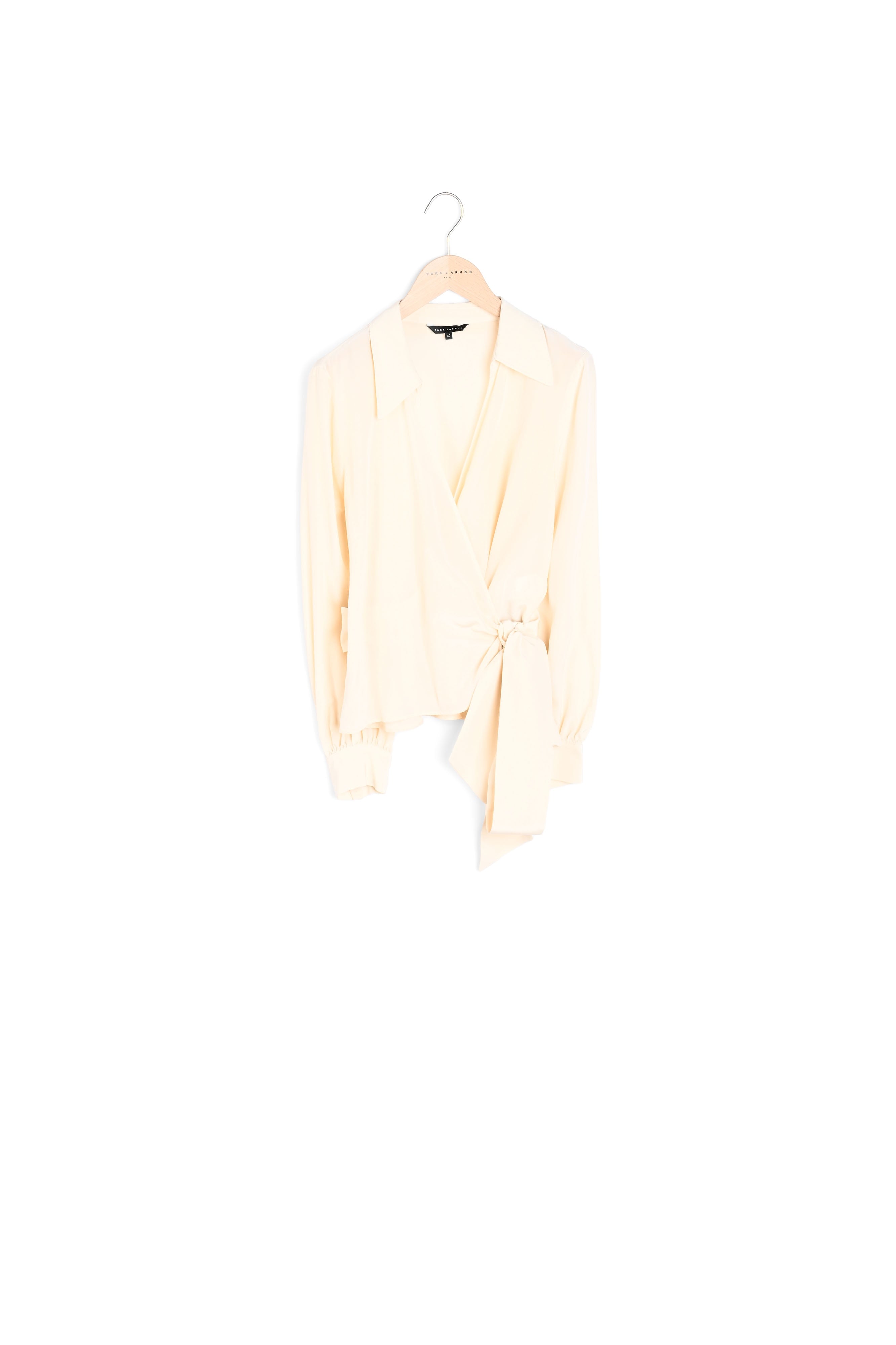 Blouse Tria cache-coeur écrue en crêpe de soie Faume - seconde main