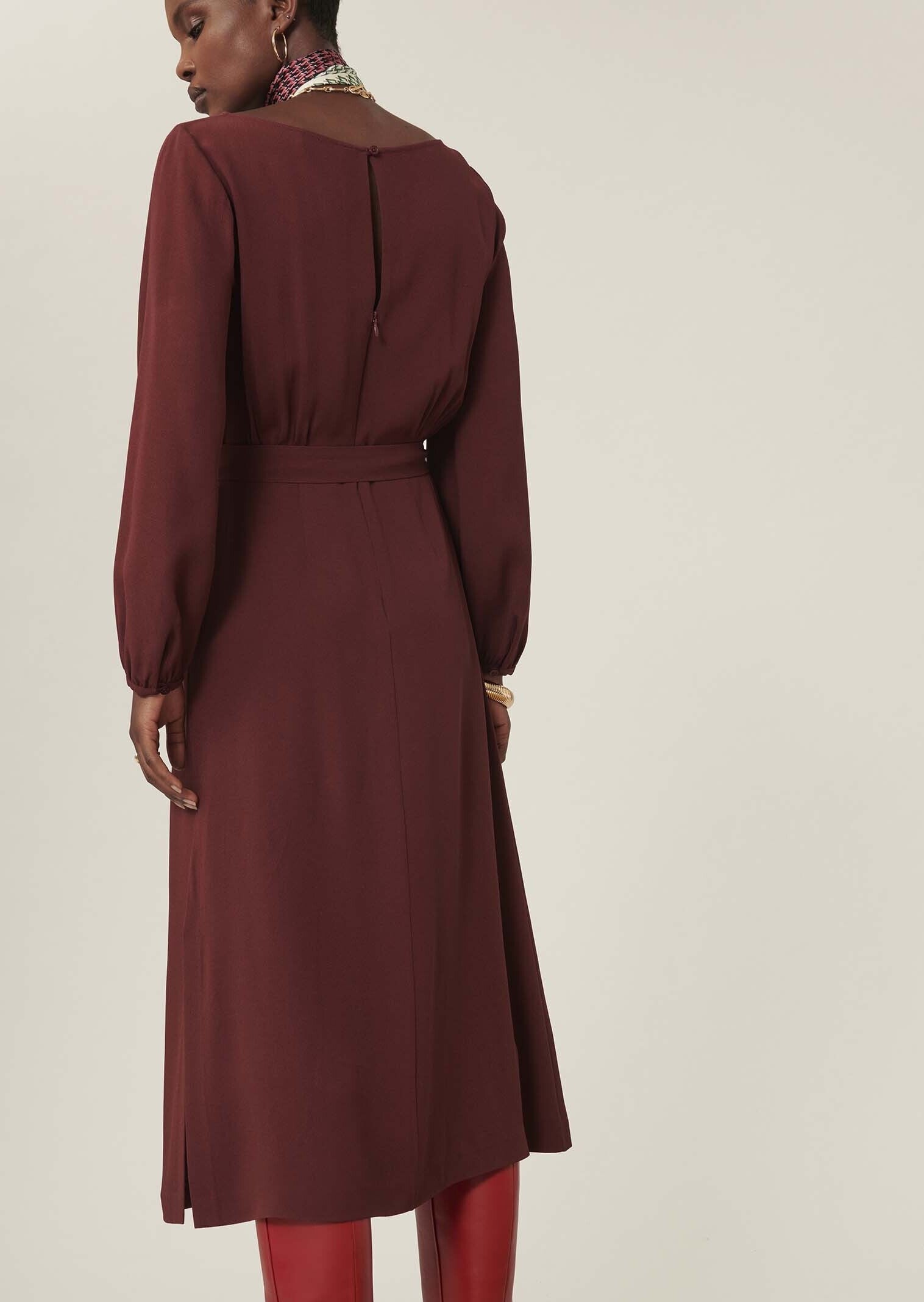 Robe Rilly bordeaux en crêpe envers satin Faume - seconde main