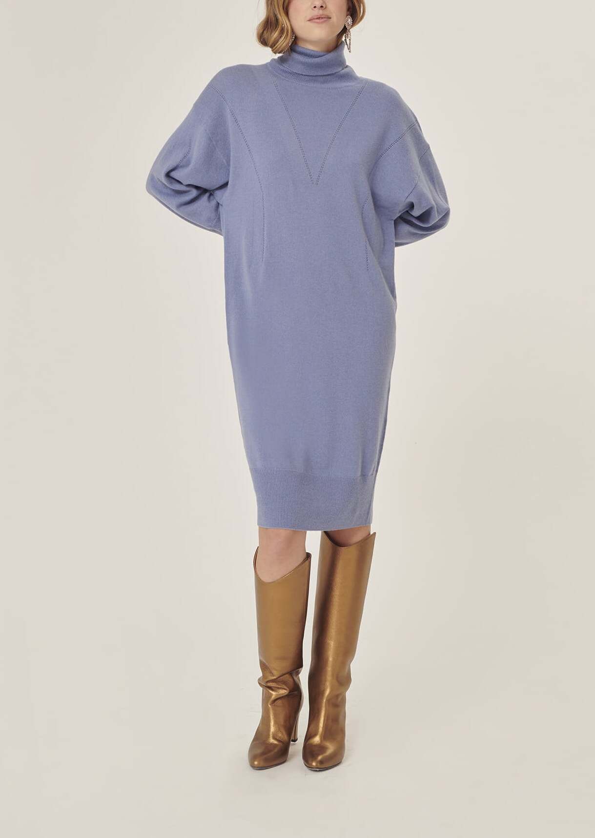 Robe pull Rybbi bleu pastel en merinos et cachemire Faume - seconde main