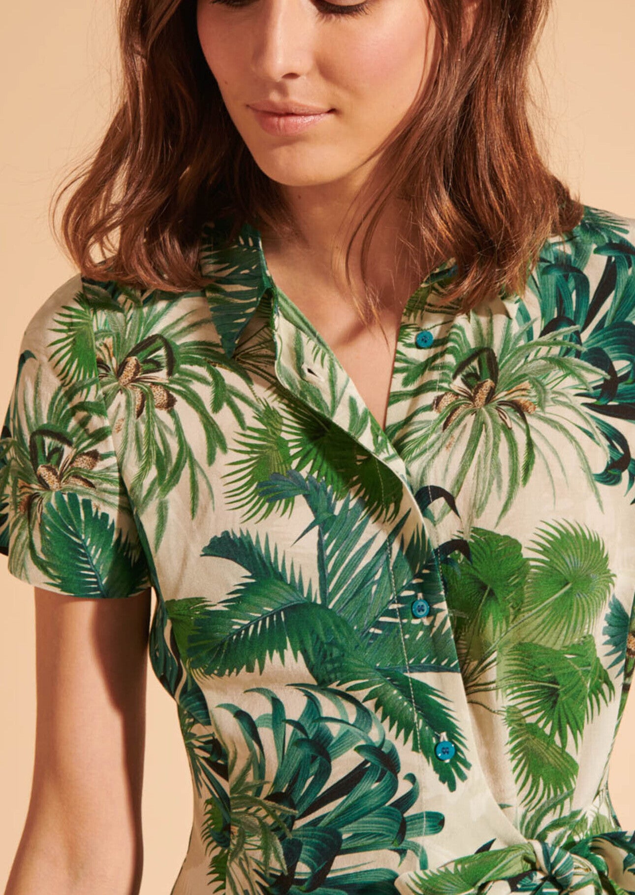 Robe chemise Rekka imprimé palmier effet cache-coeur Faume - seconde main