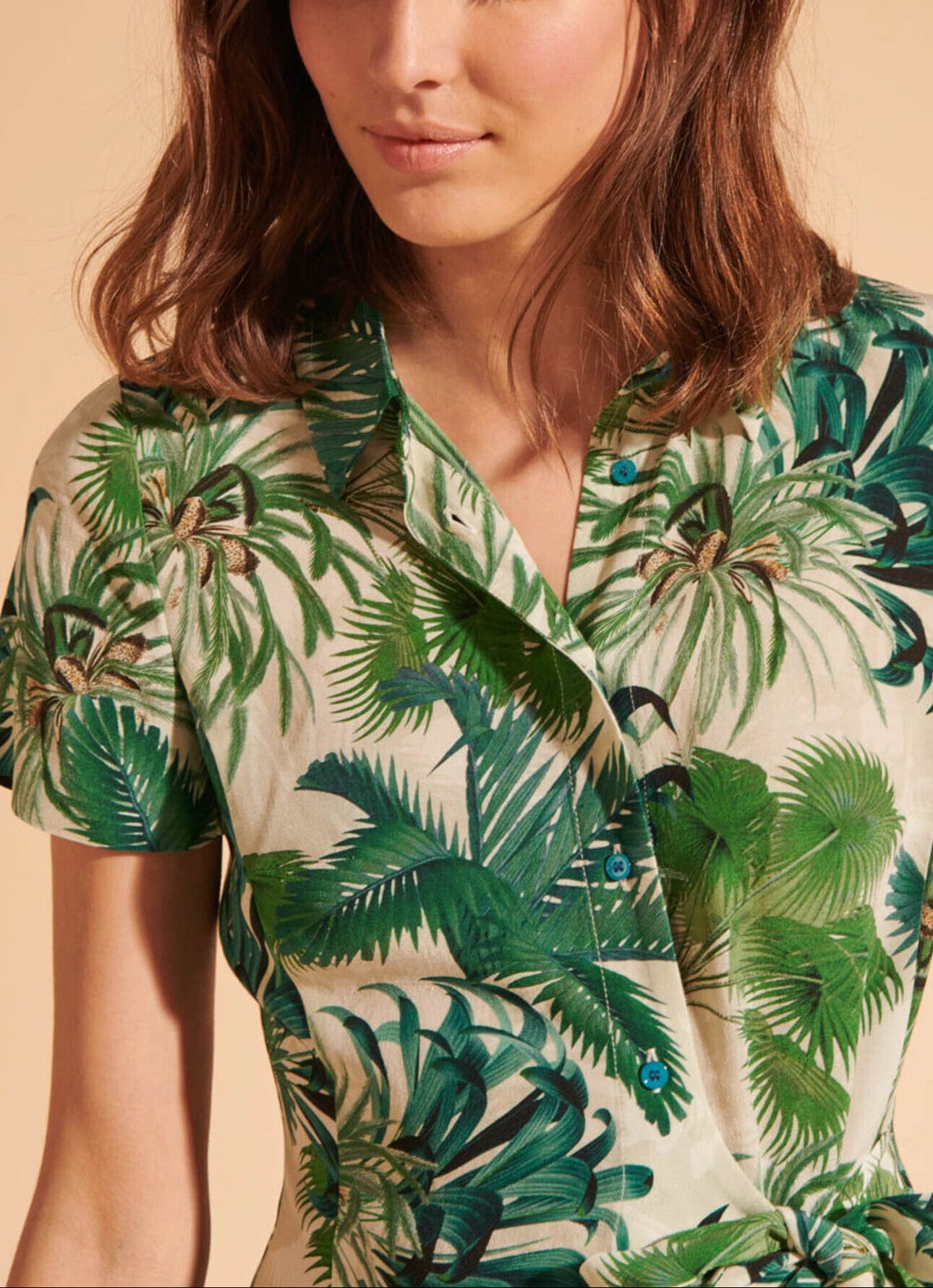 Robe chemise Rekka imprimé palmier effet cache-coeur Faume - seconde main
