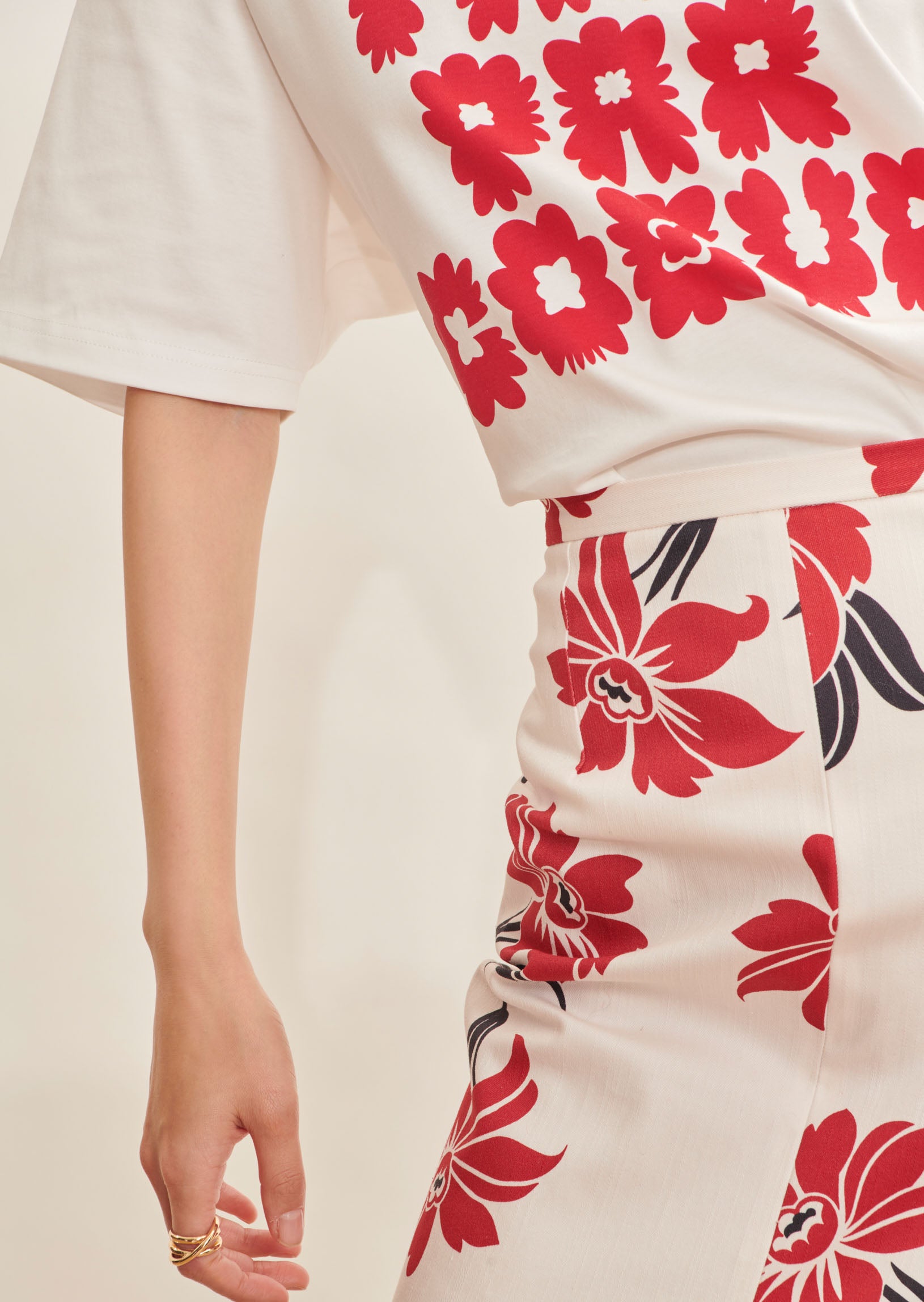 Jupe Jacquetta écrue imprimé fleurs de lys en coton Faume - seconde main