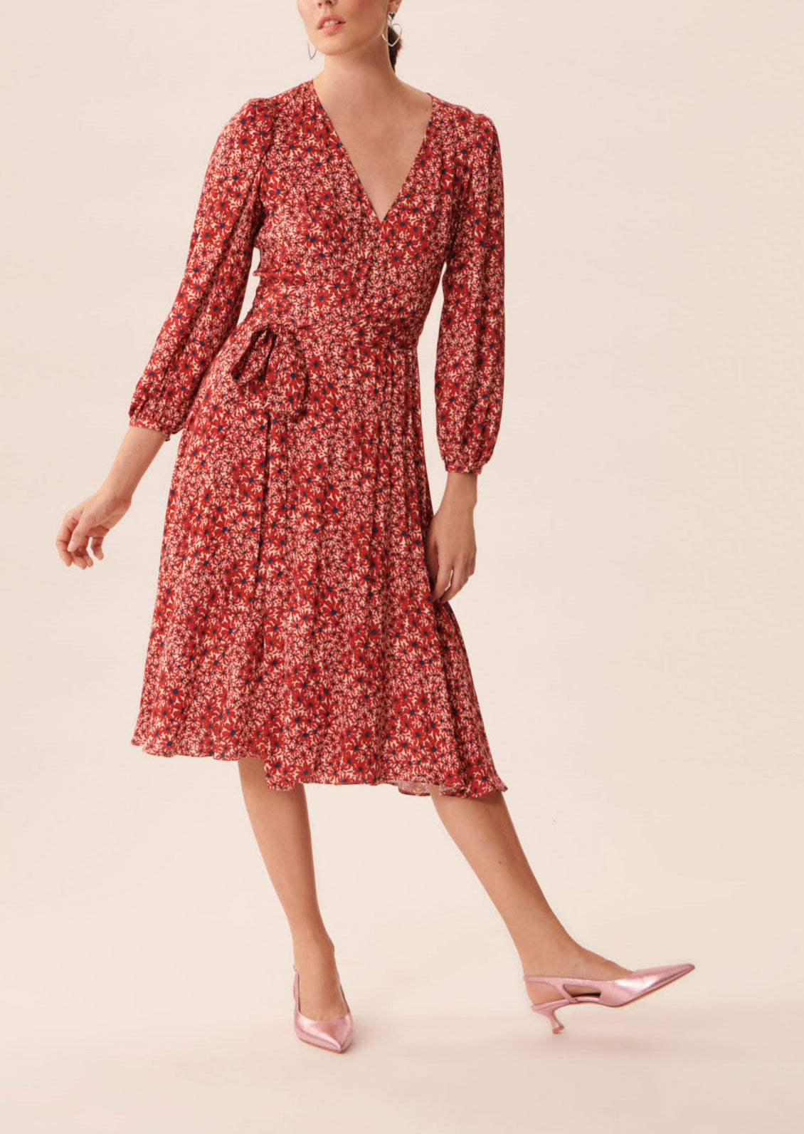 Robe Raphael rouge imprimé petites fleurs Faume - seconde main