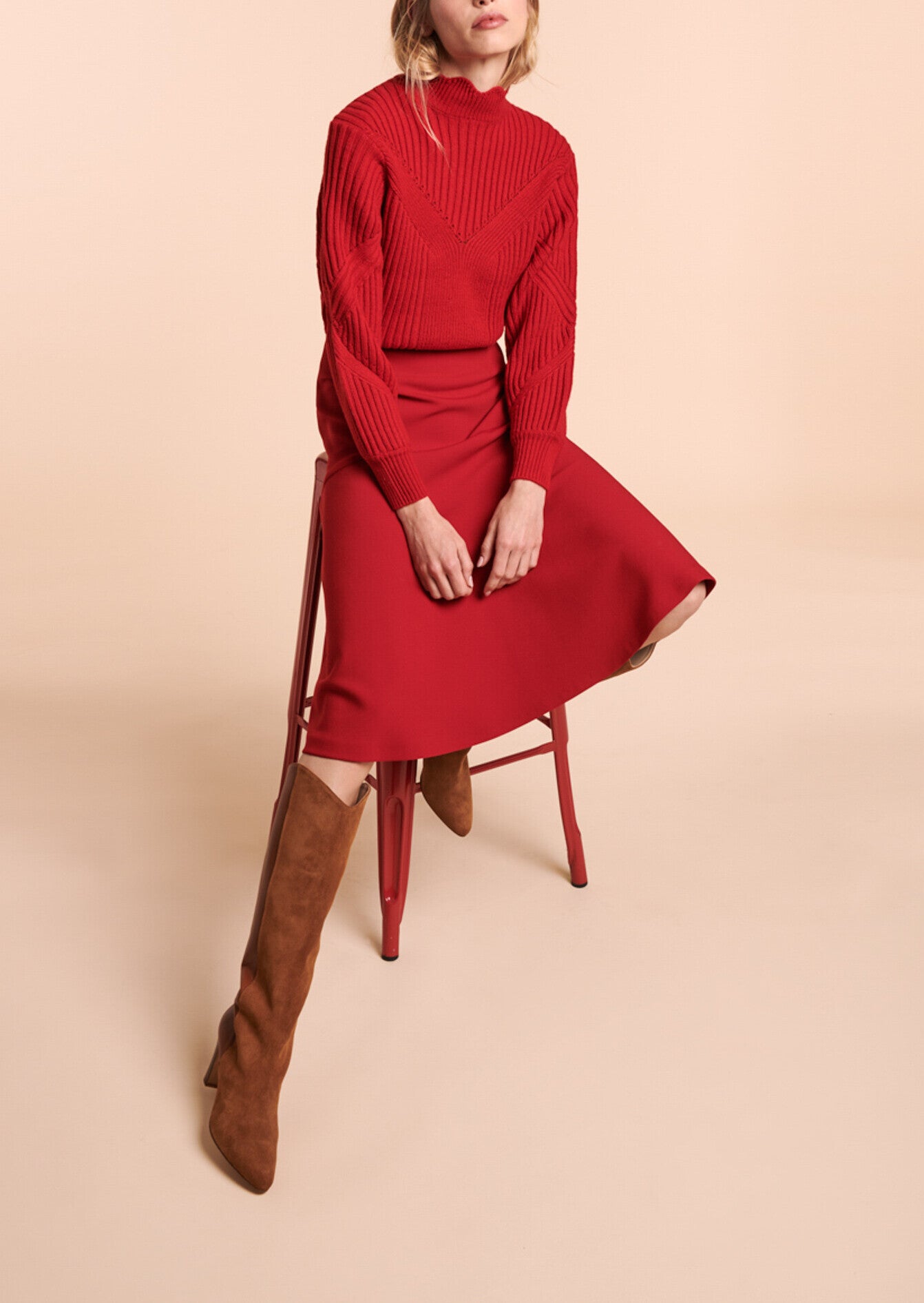 Jupe Julianne rouge en toile double Faume - seconde main