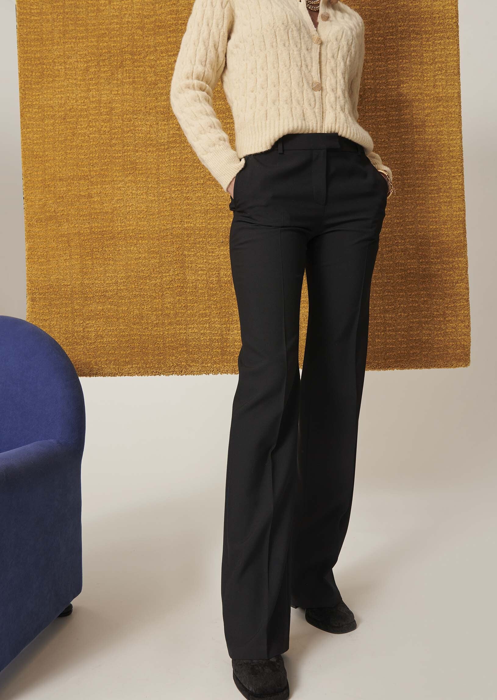 Pantalon Patti noir en laine tailleur Faume - seconde main