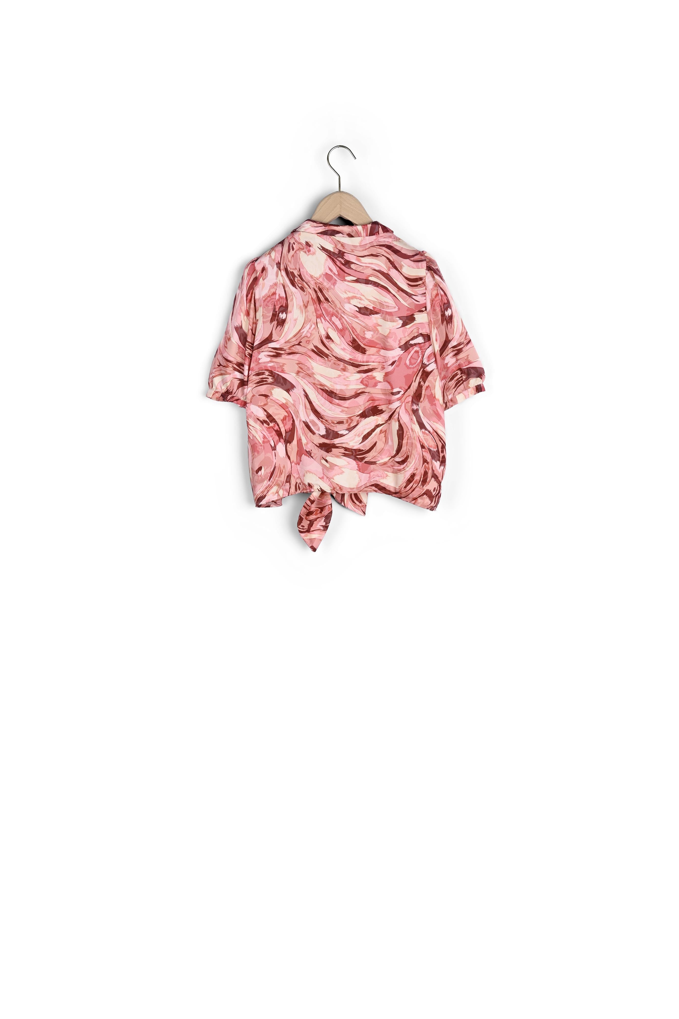 Chemise nouée Toma rose imprimé plume Faume - seconde main