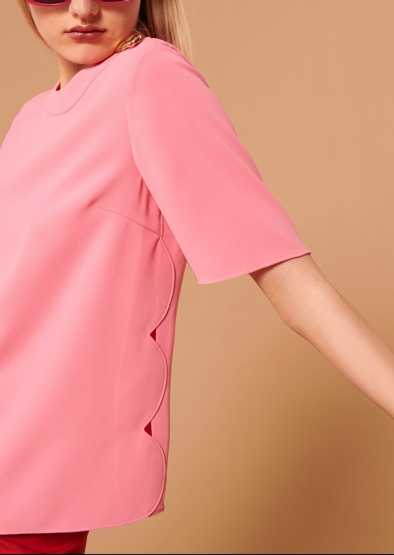 Top Tasha rose en crêpe Faume - seconde main