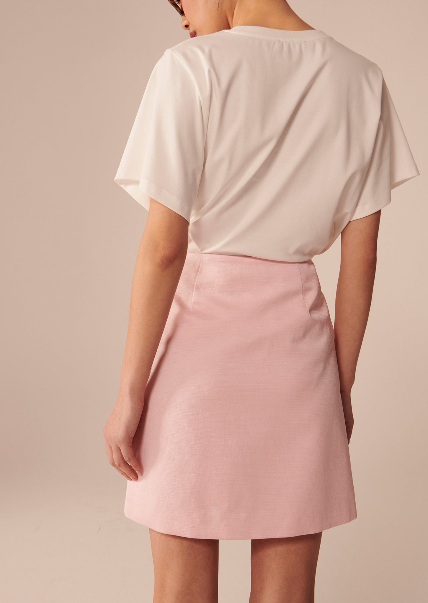 Jupe Javana rose pâle en coton satiné Faume - seconde main