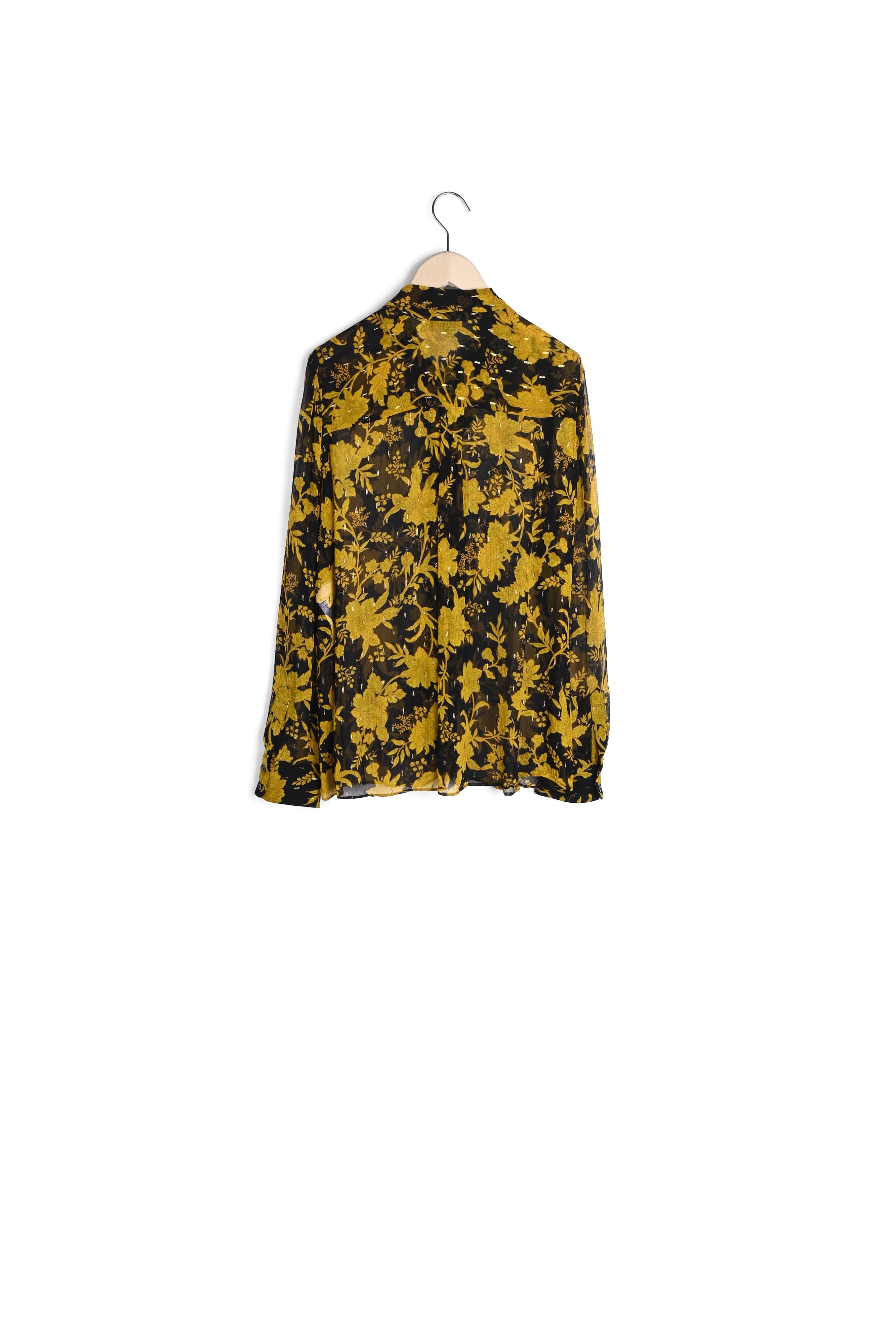 Blouse Titto noire et lurex doré imprimé fleurs de nuit Faume - seconde main