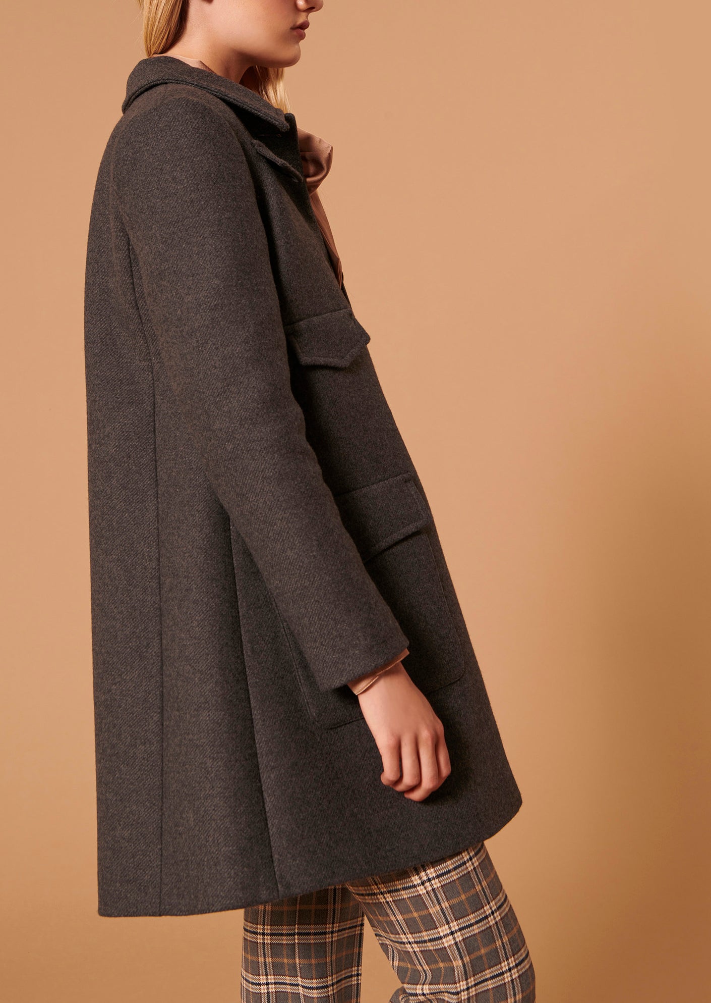 Manteau Marin gris en drap caban Faume - seconde main