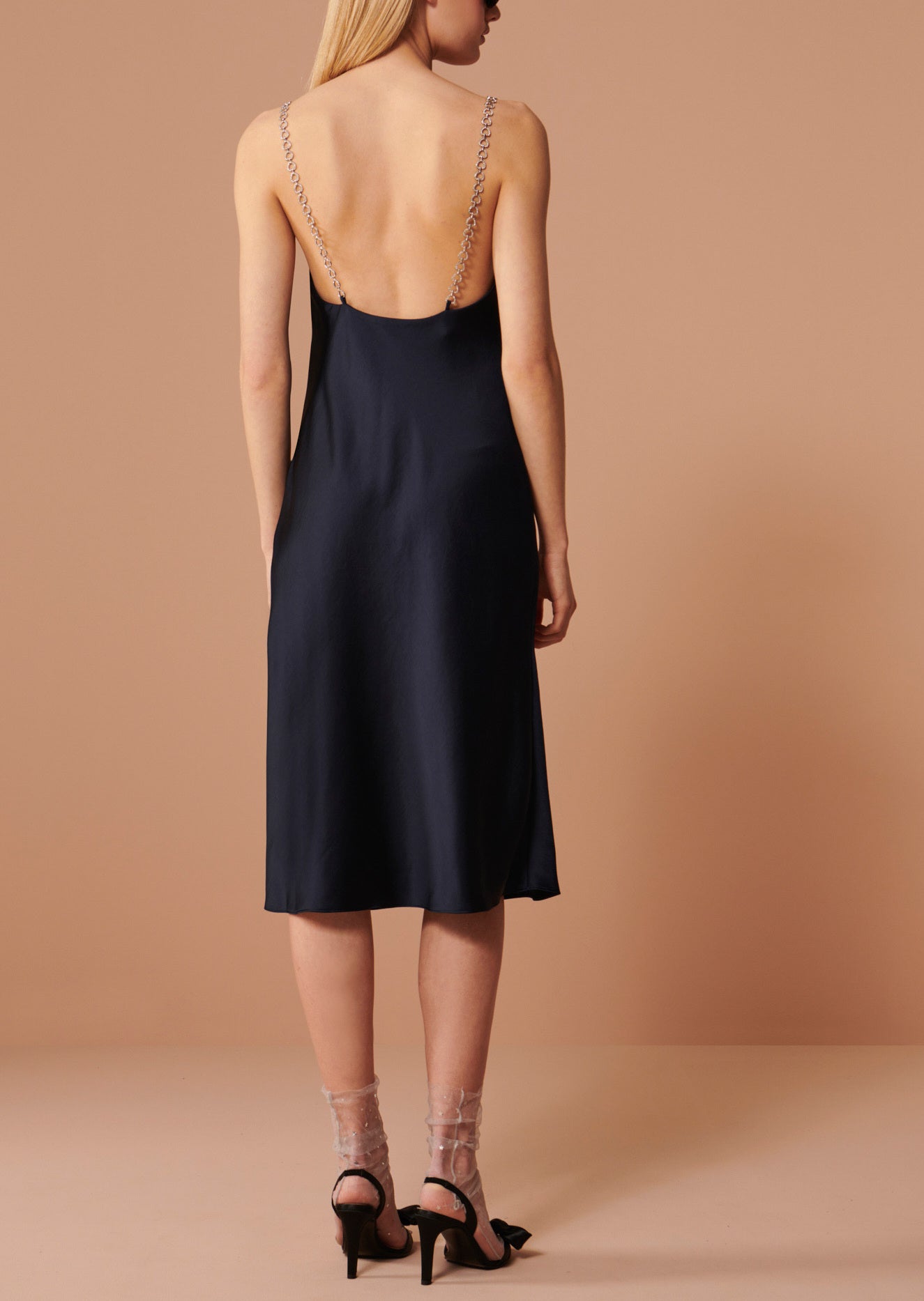 Robe Reany bleu nuit en crêpe envers satin Faume - seconde main