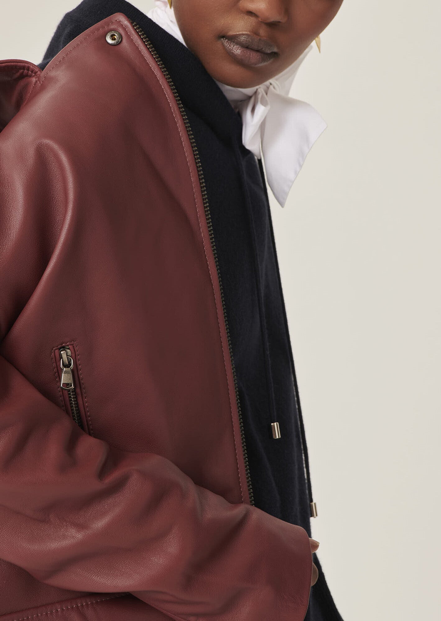 Veste Valensina bordeaux en cuir Faume - seconde main