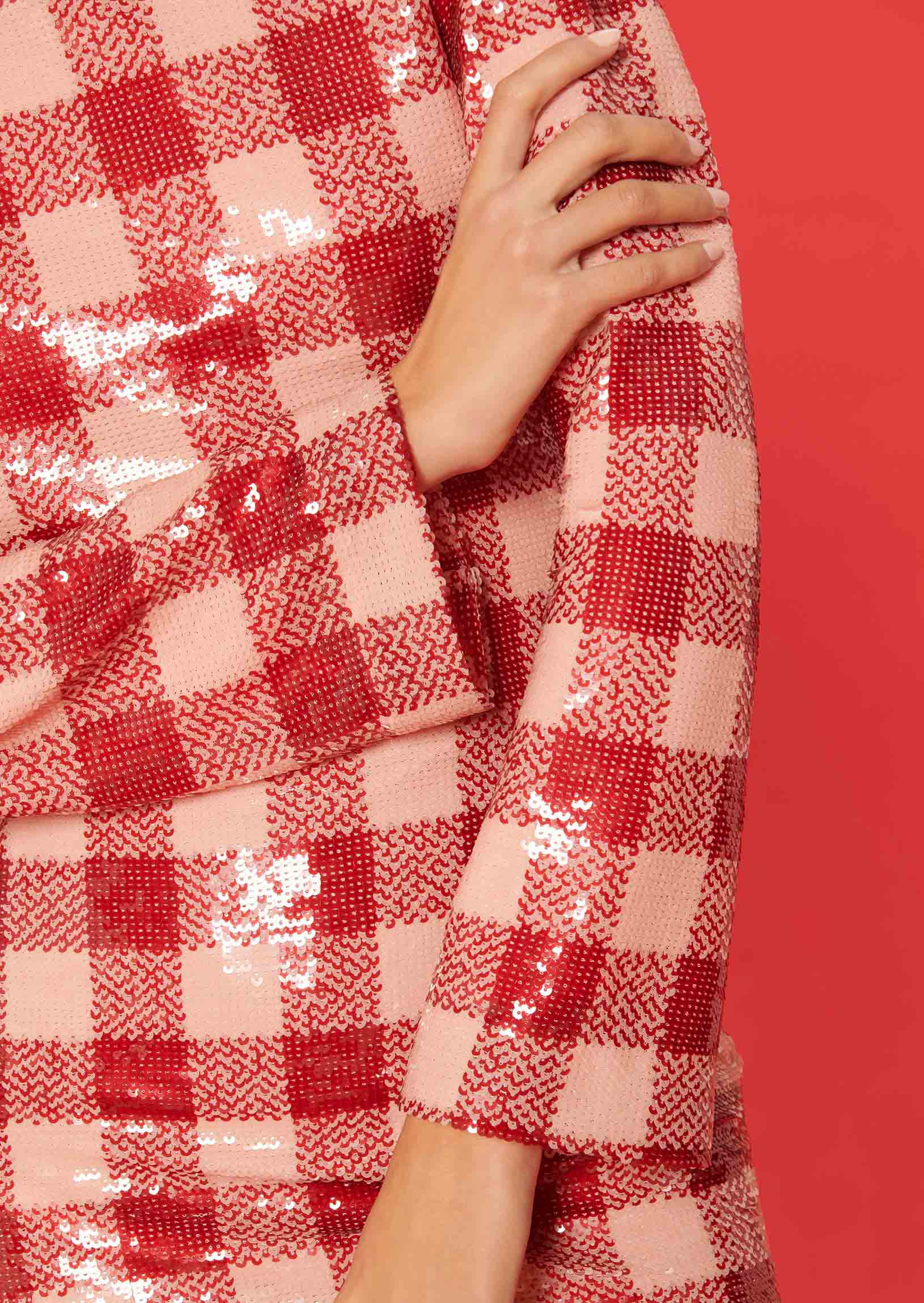 Robe Rory rouge à carreaux en sequins Faume - seconde main