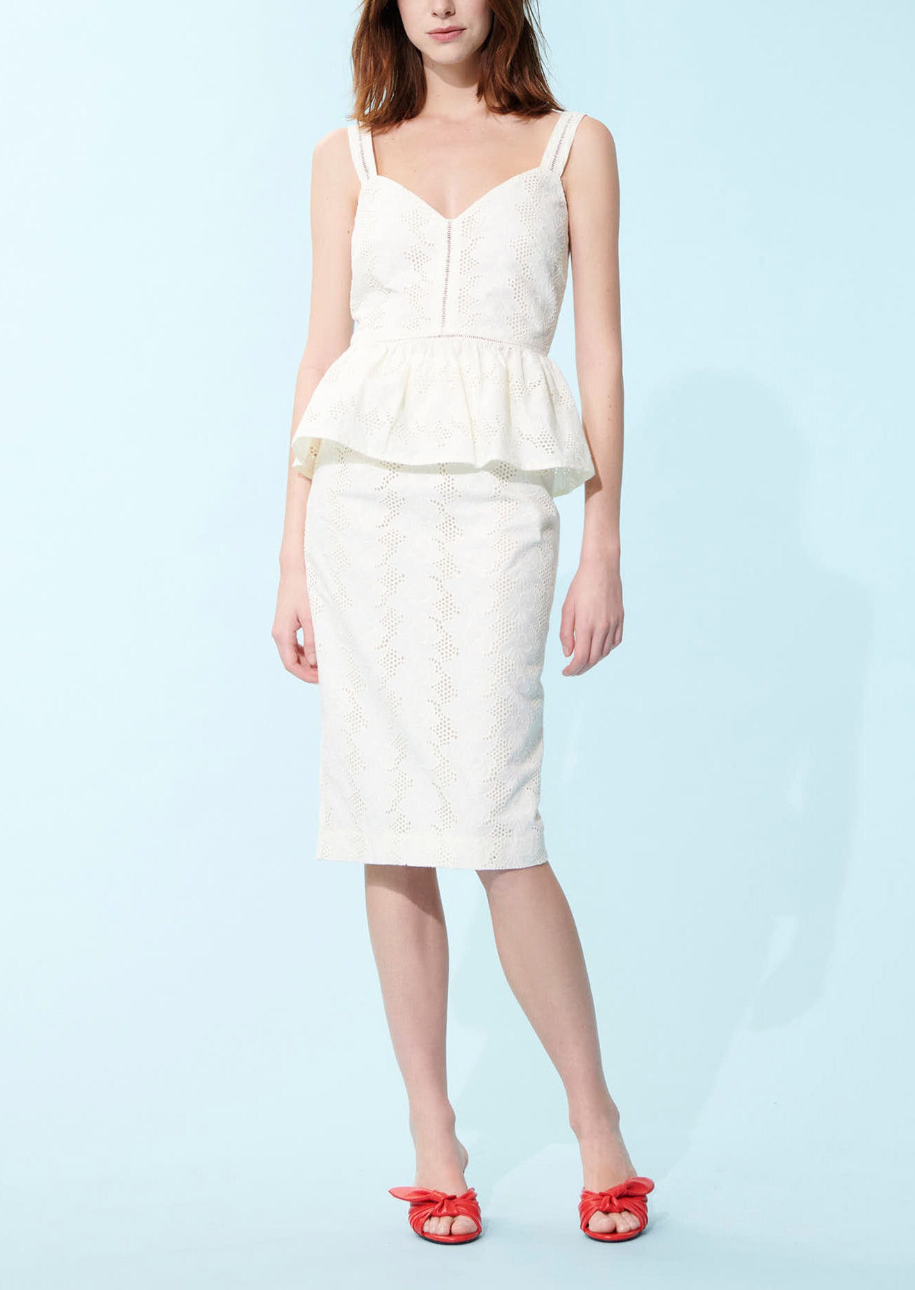 Jupe Jack écrue en coton avec broderie anglaise fleurs champêtre Faume - seconde main