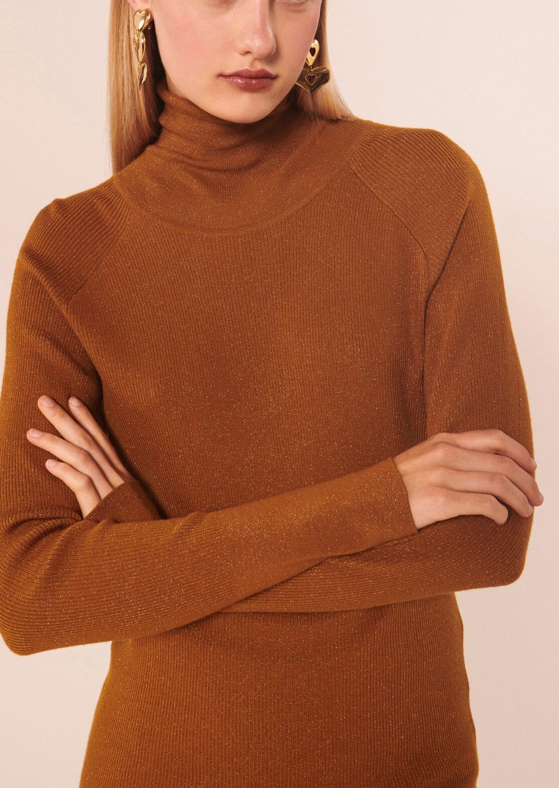 Pull Precious marron en laine et lurex Faume - seconde main
