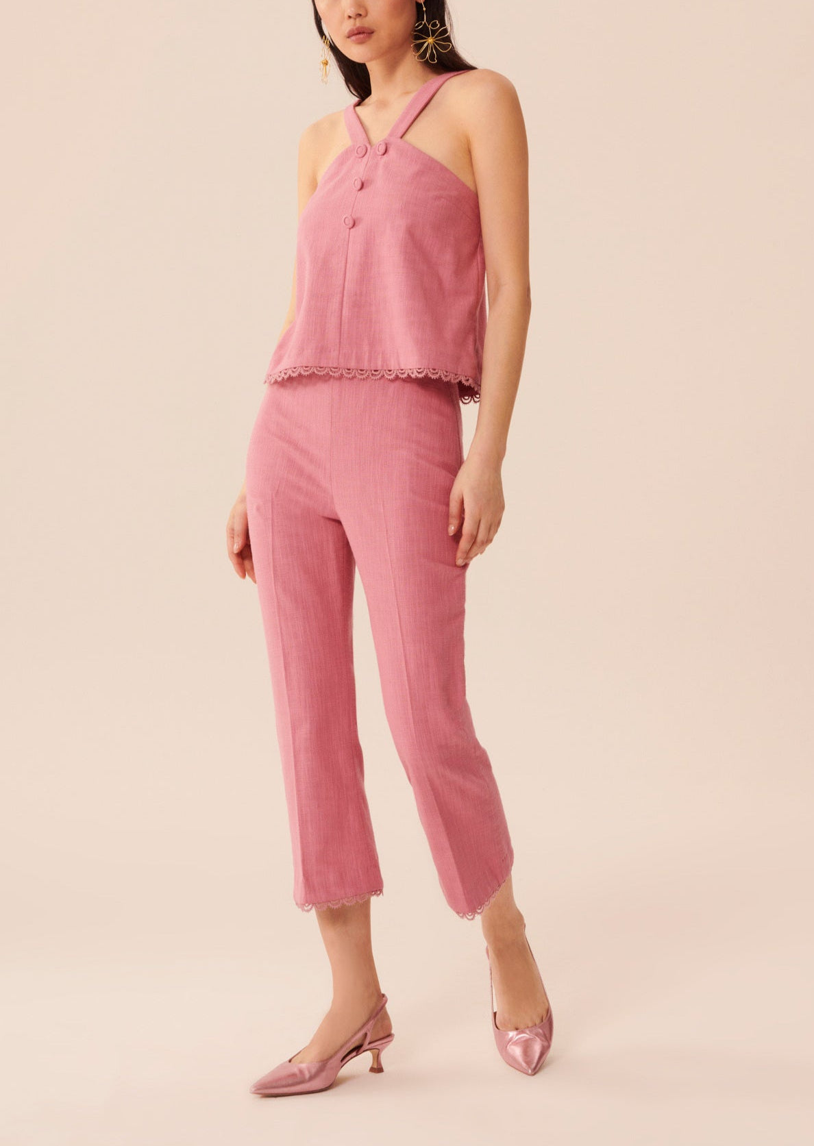 Top Tinia rose en coton épais Faume - seconde main