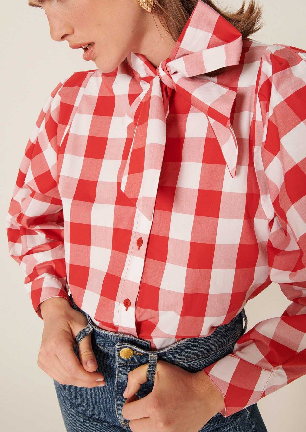 Chemise Candy vichy rouge en popeline Faume - seconde main