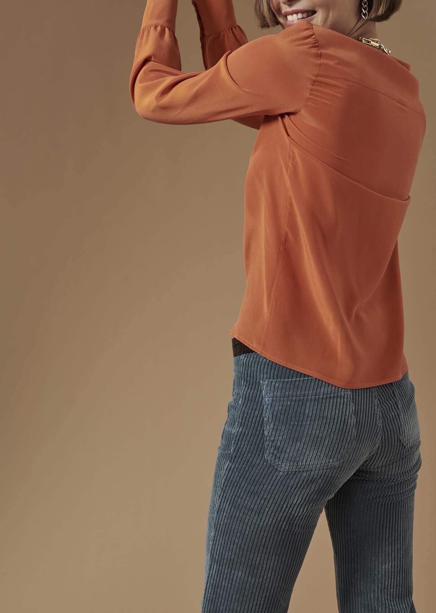 Blouse Tabene brique en crêpe de chine Faume - seconde main