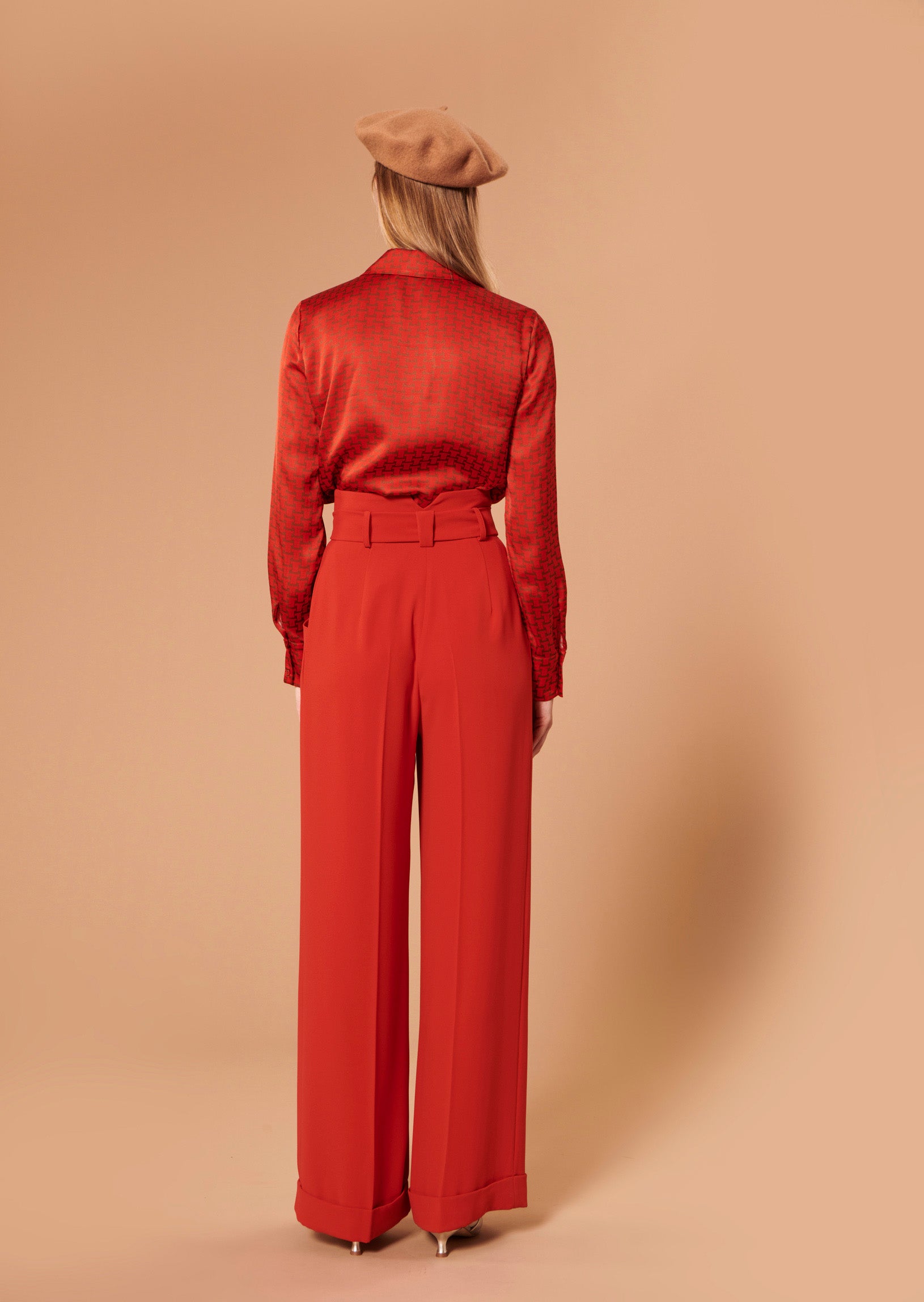 Pantalon Pyla rouge en crêpe Faume - seconde main