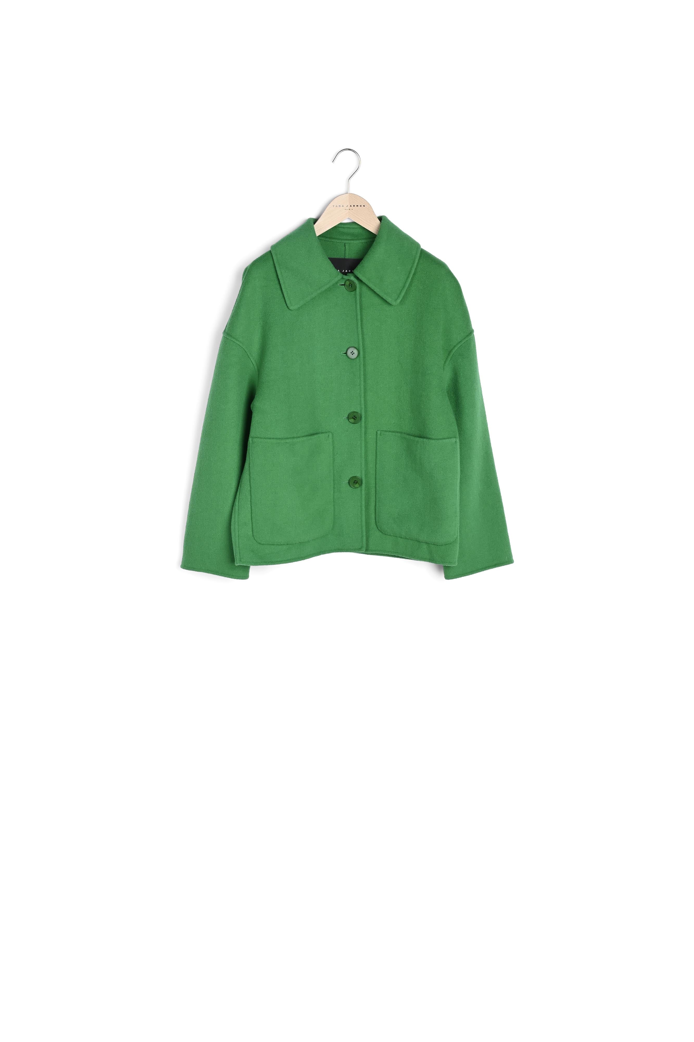 Manteau Madrid vert émeraude en laine double face Faume - seconde main