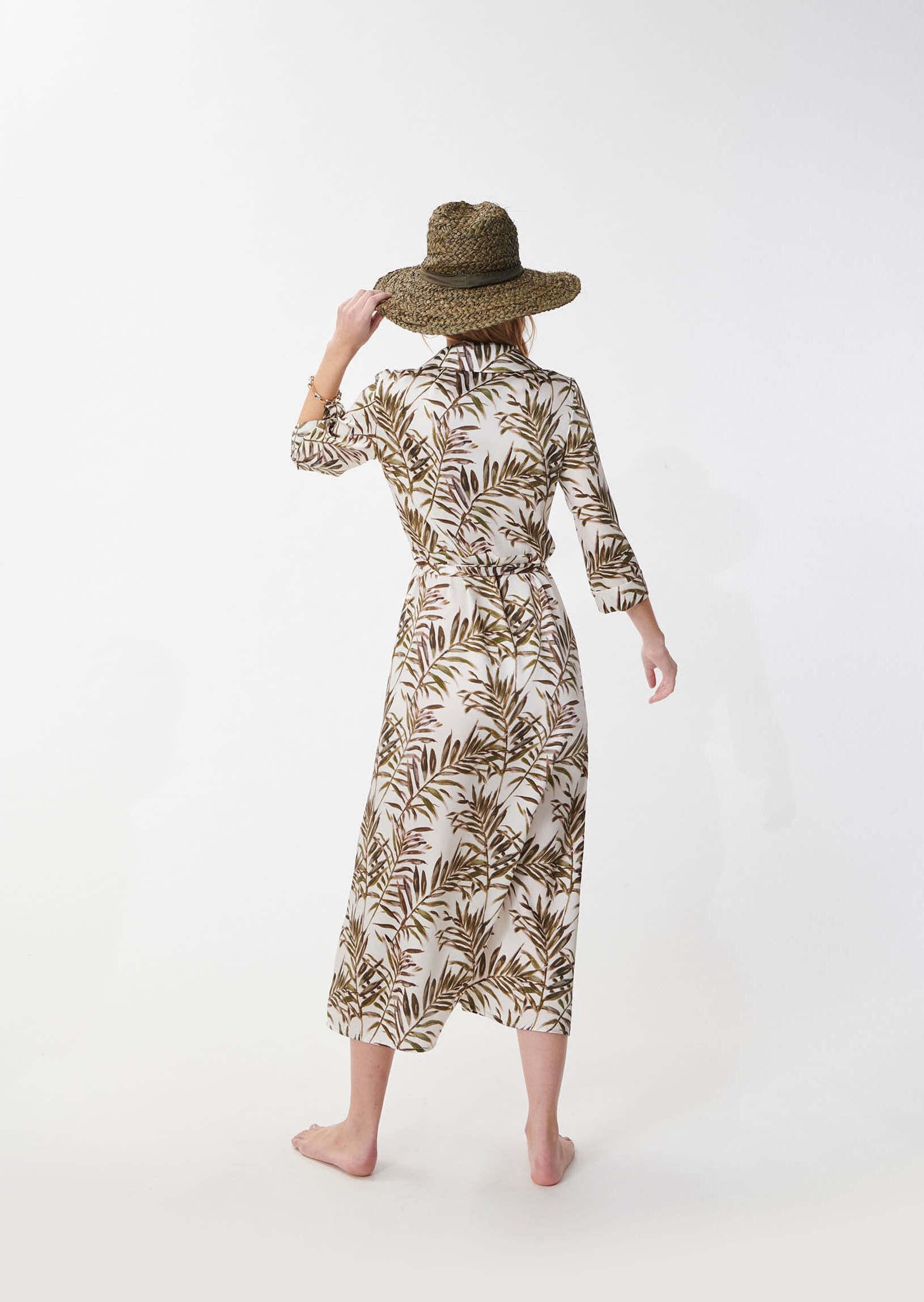 Robe Reyna écrue imprimé palmes Faume - seconde main