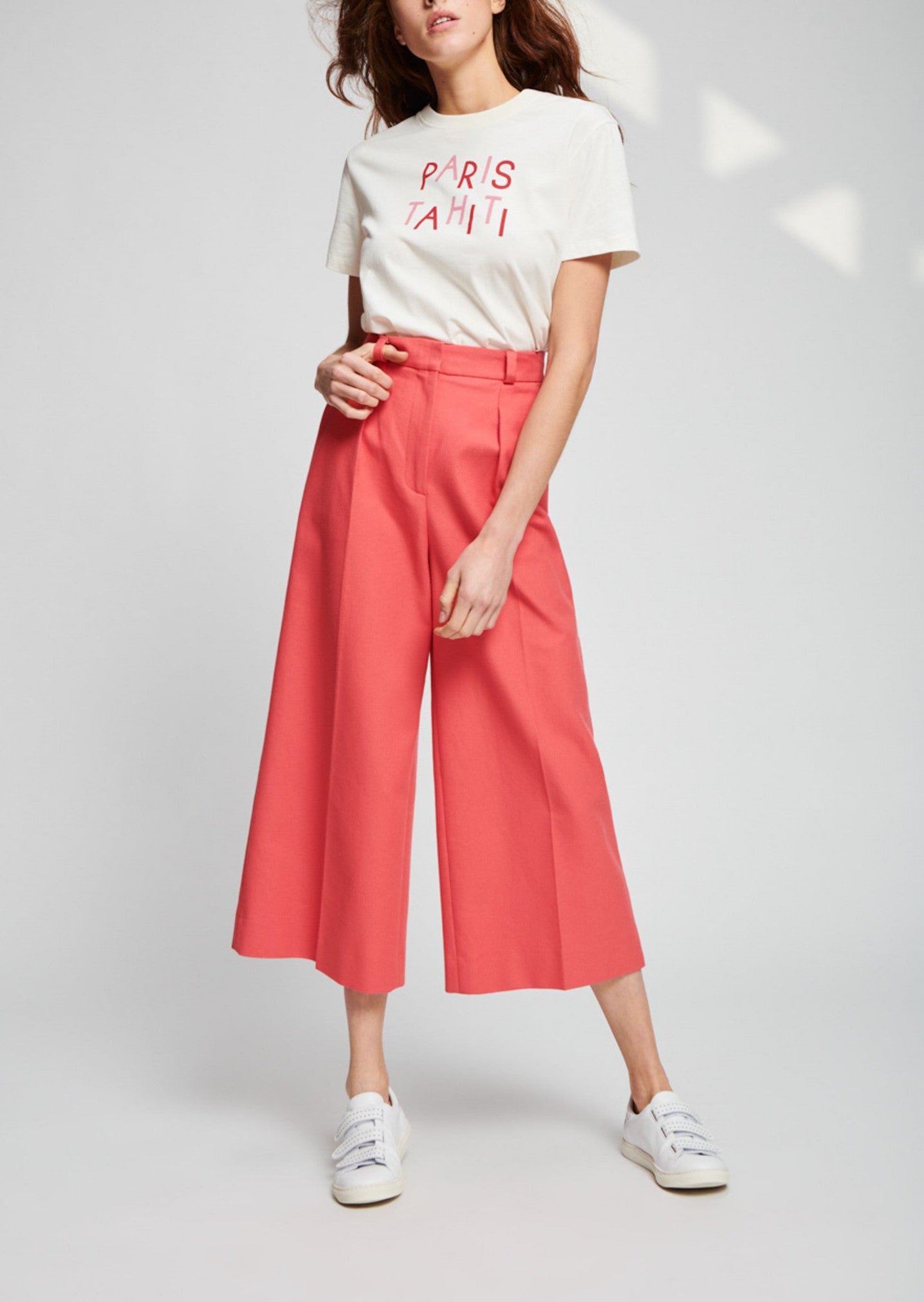 Pantalon jambes larges vieux rose en coton piqué Faume - seconde main