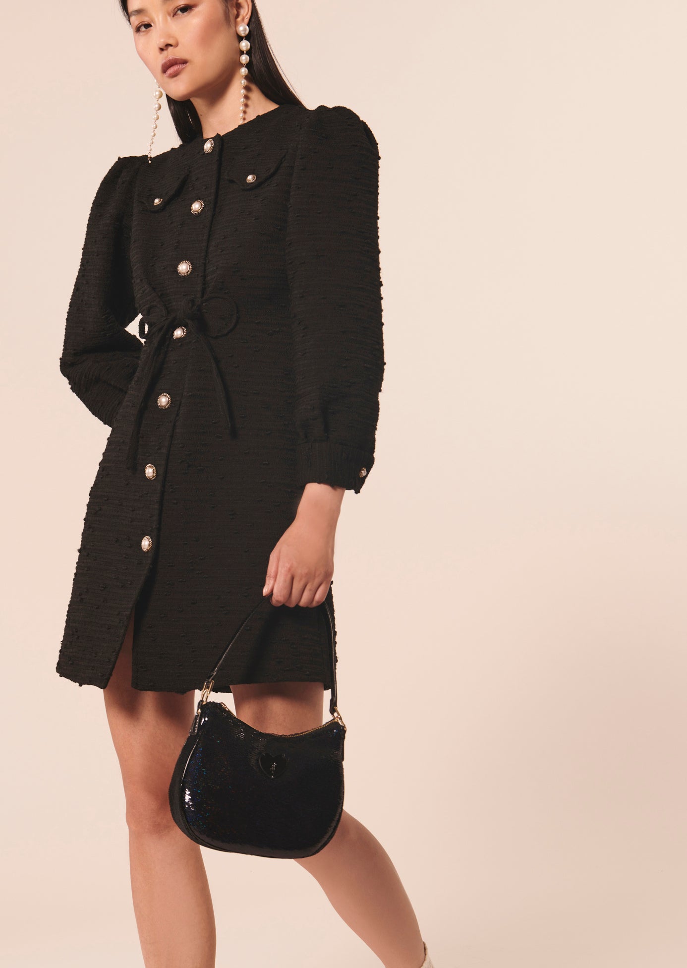 Robe Rosel noire en tweed Faume - seconde main