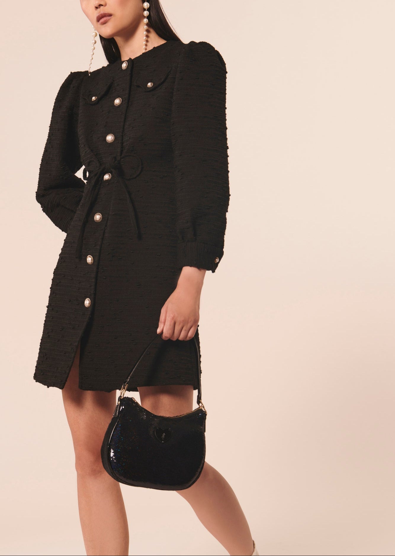 Robe Rosel noire en tweed Faume - seconde main