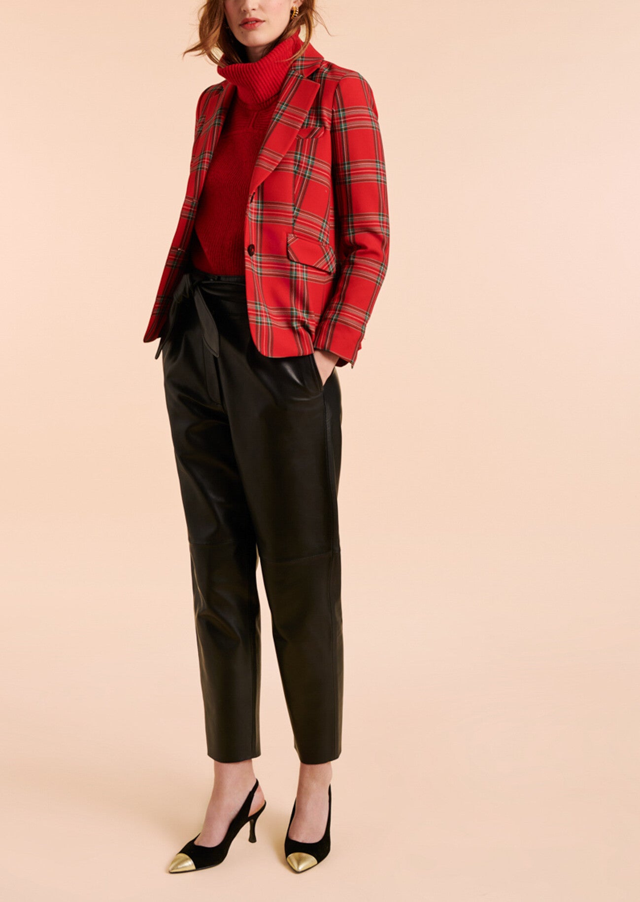 Veste Virginie rouge en tartan Faume - seconde main