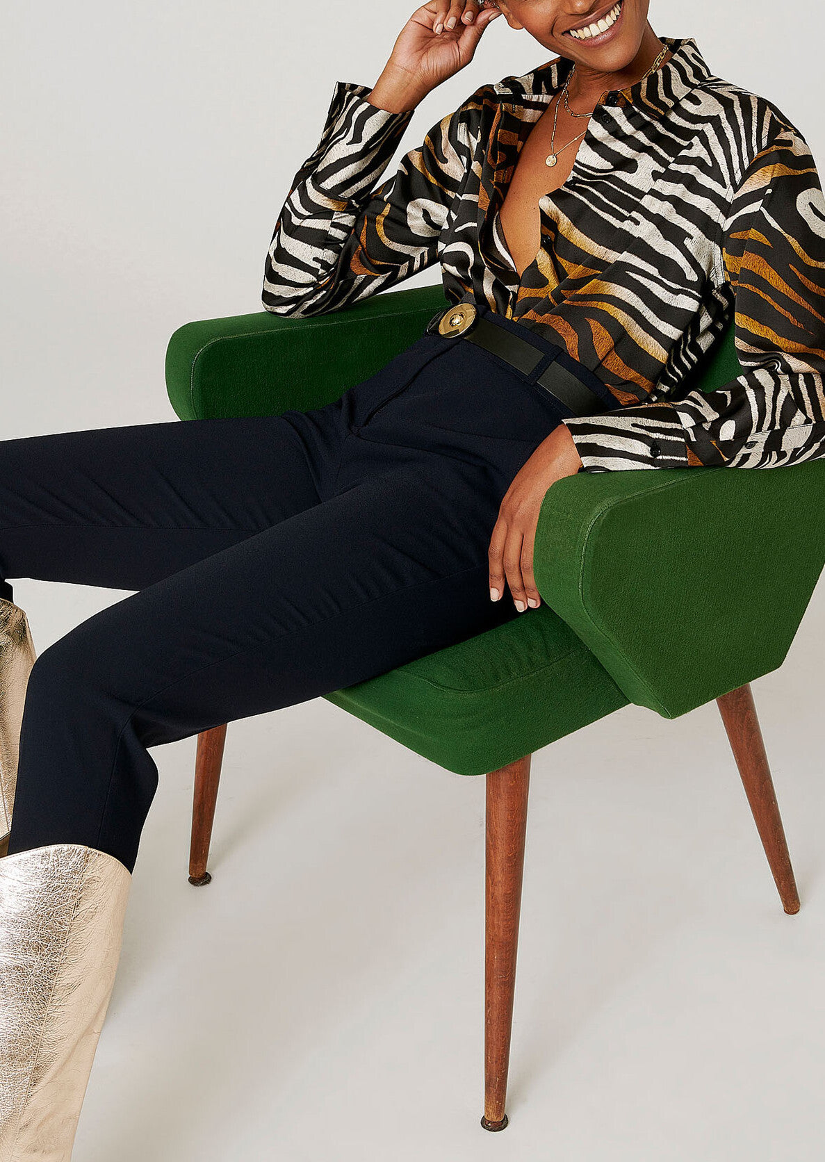 Chemise Taz noire imprimé zèbre en viscose Faume - seconde main