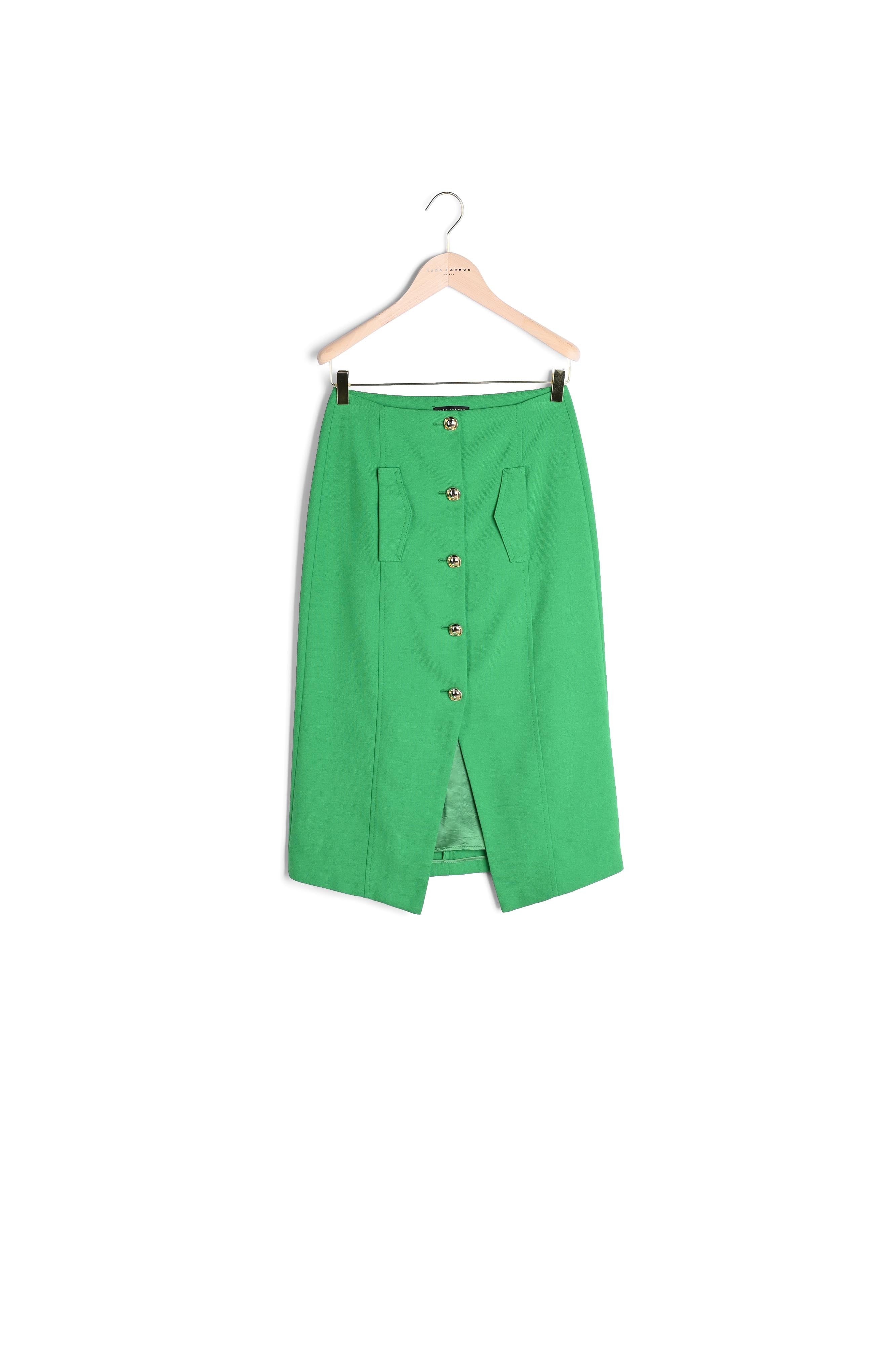 Jupe Jacoba verte en toile tailleur Faume - seconde main