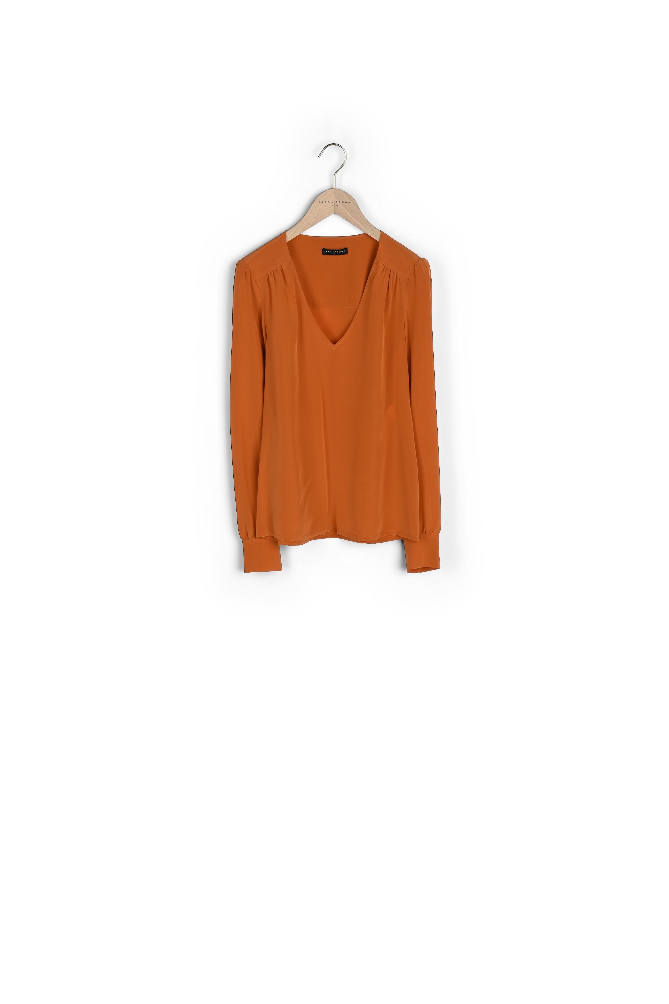 Blouse Tabene brique en crêpe de chine Faume - seconde main